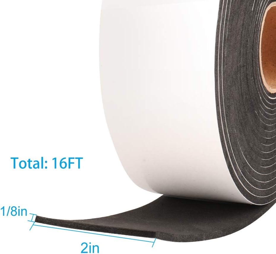 High Density Foam Tape,2 Inch Wide X 1/8 Inch Thick Door Insulation Tape,Adhesiv