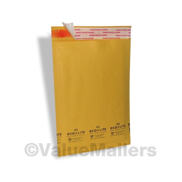 250 #0 6.5×10 KRAFT ECOLITE BUBBLE MAILERS ENVELOPES, 100 7.5X10.5 POLY BAGS