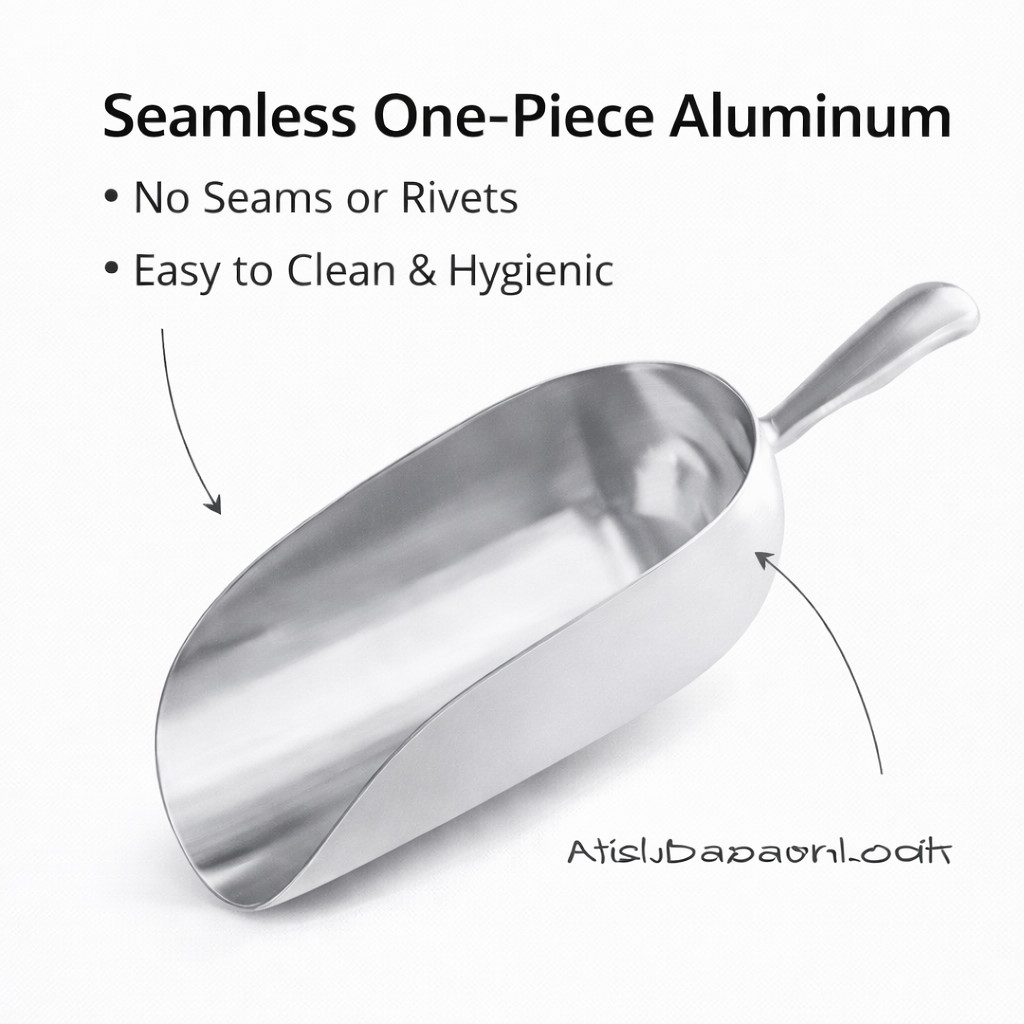 24 oz One-Piece Aluminum Scoop Ice Candy Flour Popcorn Utility Scoop Silver