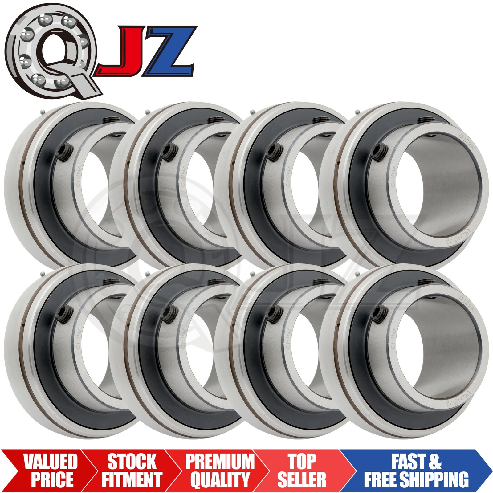 [Qty.8] New UC210-32 Insert Ball Bearing w/ Set-Screw Locking For 2″ Shaft