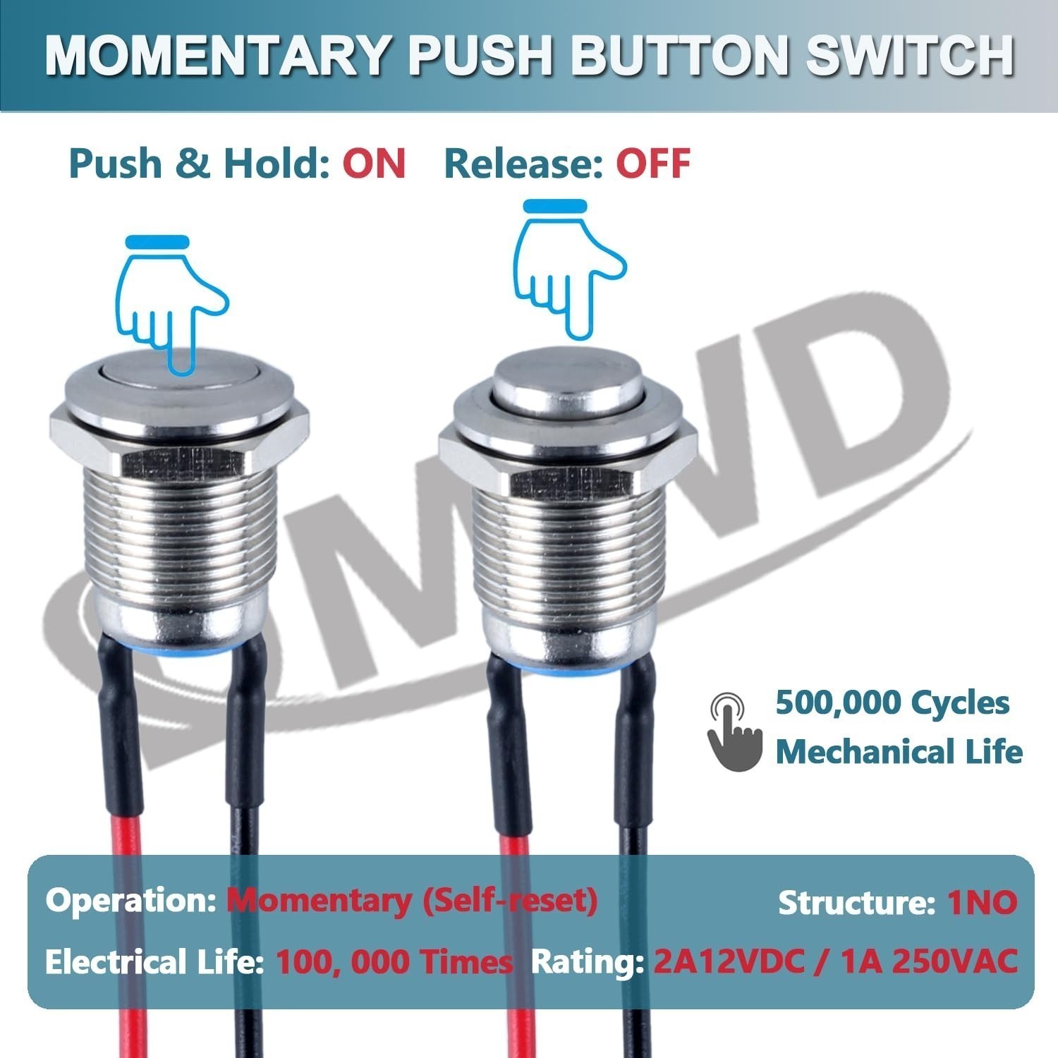 5Pcs 12mm Waterproof Round Momentary Push Button Switch Stainless Steel