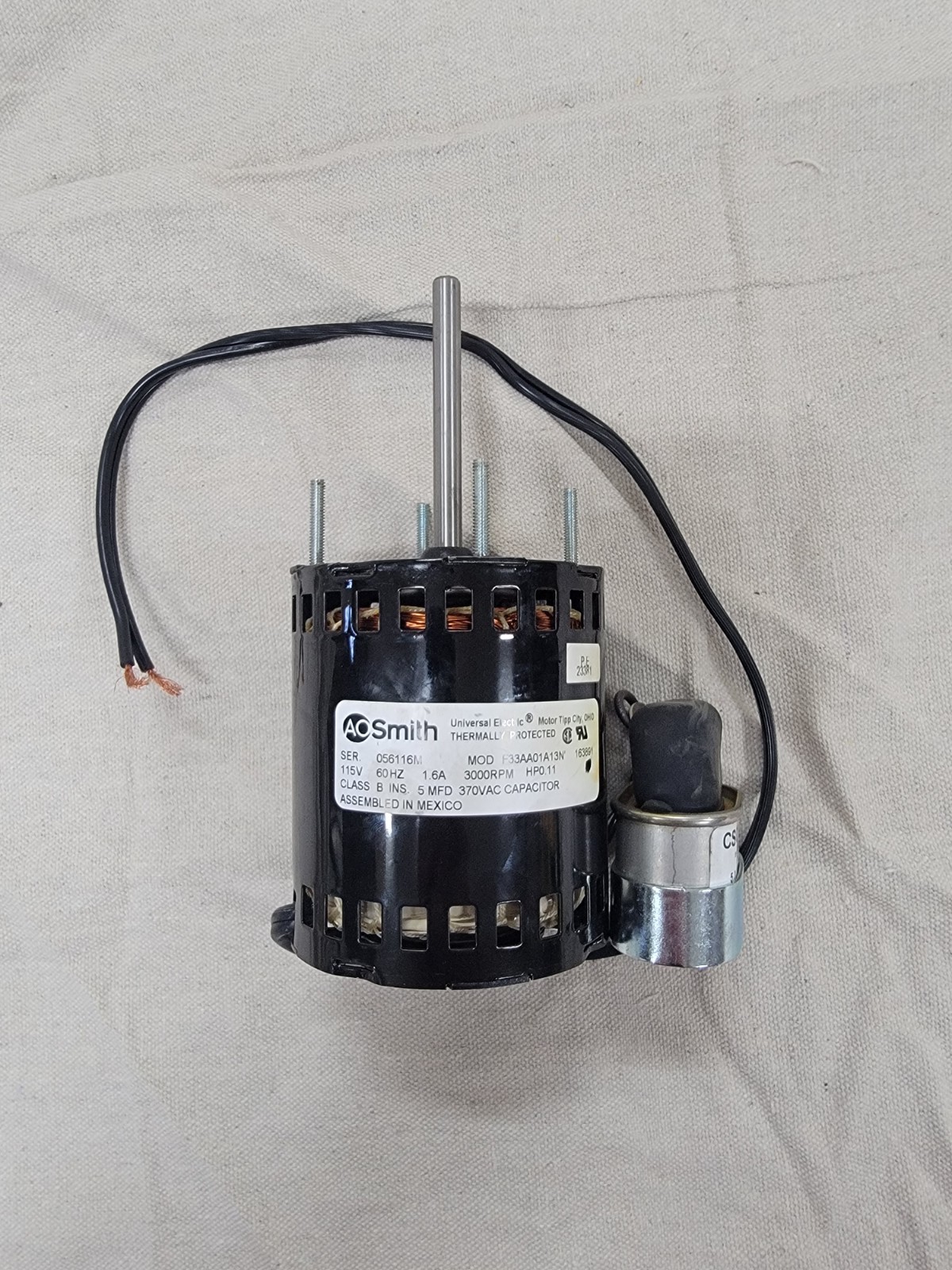 A.O. Smith / Fasco F33AA01A13N Draft Inducer Blower Motor – 115V, 1/10 HP