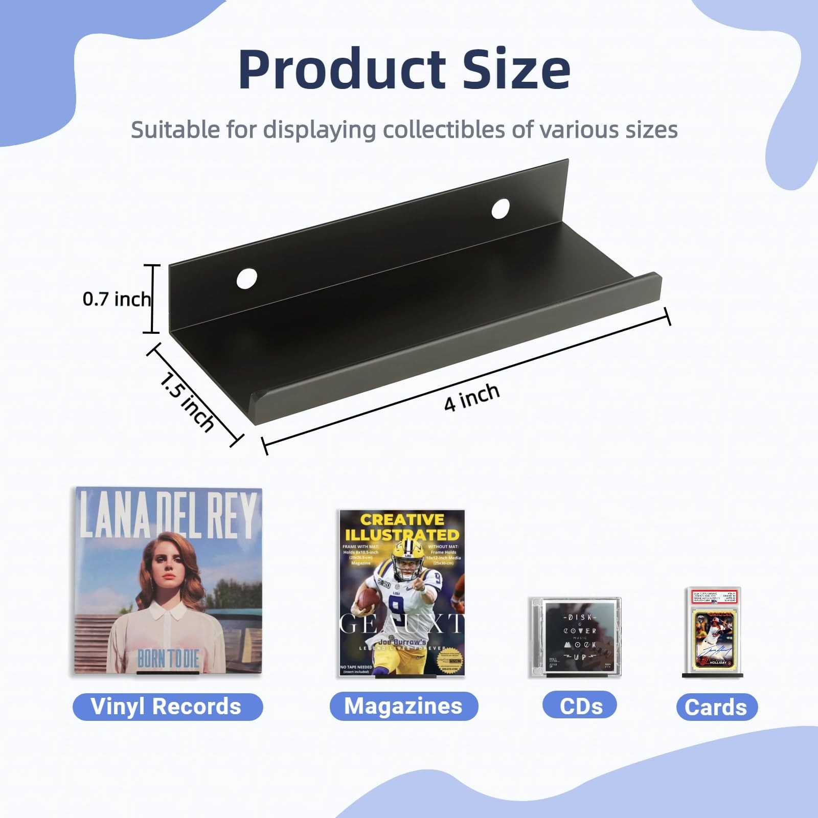 Vinyl Wall Mount 9 Pack, Metal Vinyl Shelf Minimalist Record Display Your Fav…