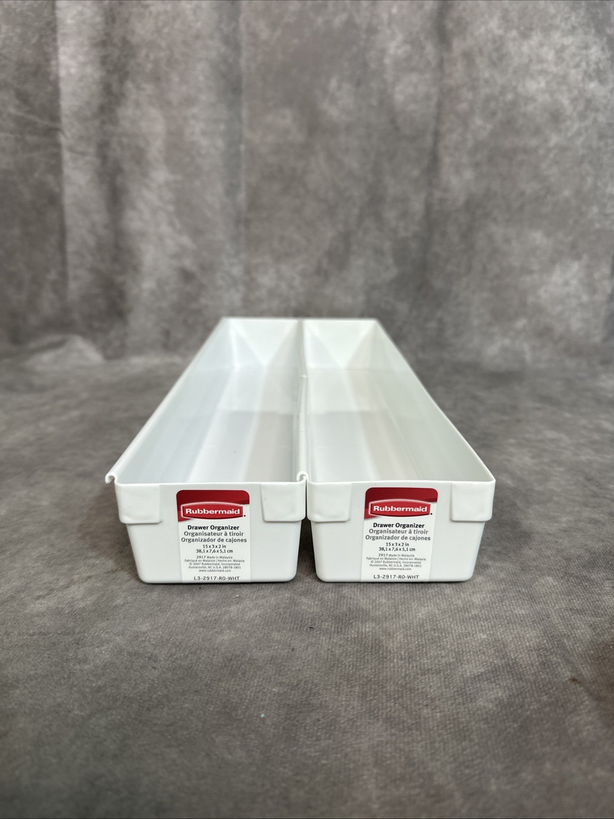 2X Rubbermaid 2917 Instant Drawer Organizer White 2007 15”x3”x2” Interlocking