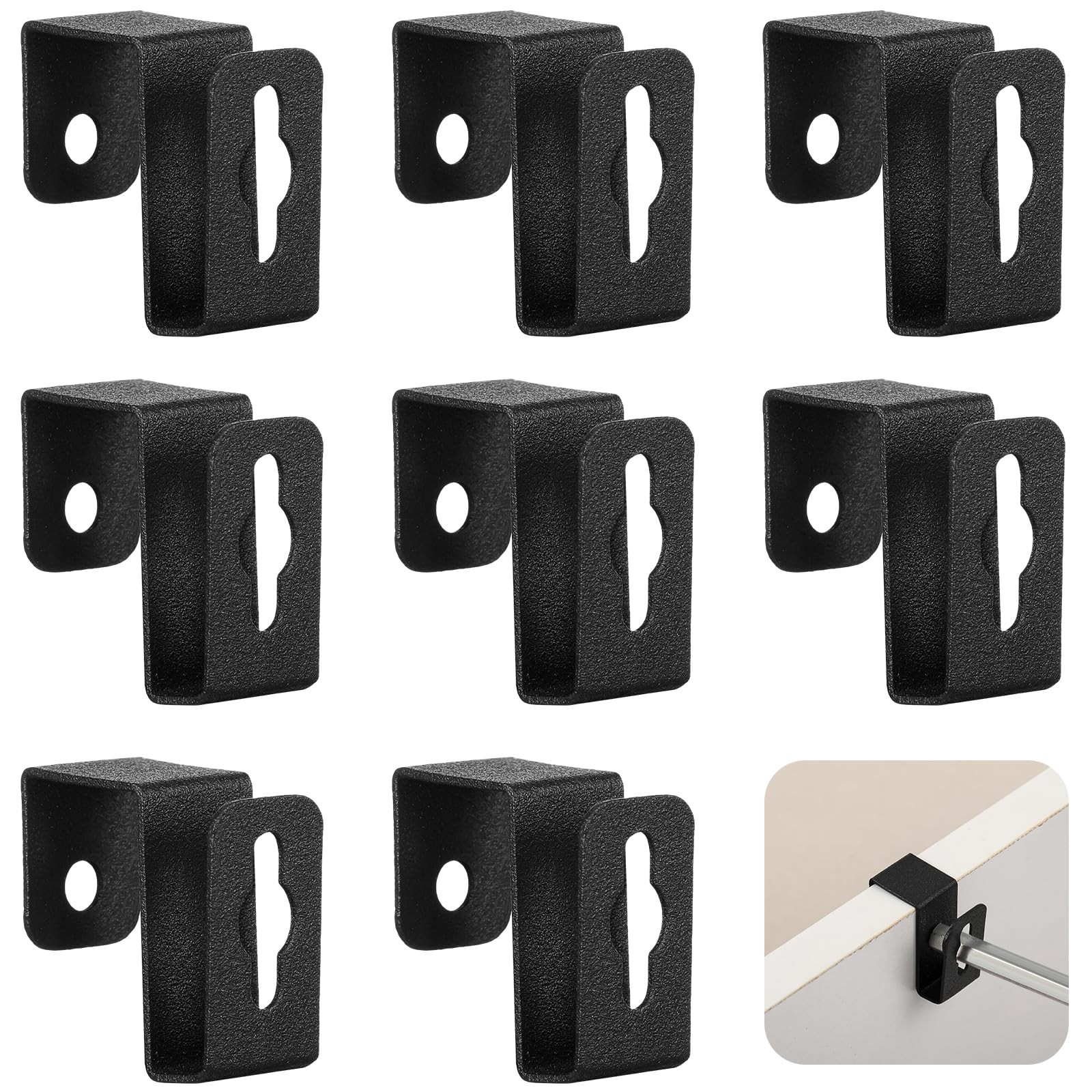 Hicarer 8 Pcs Metal Hanging File Bracket Clips Storage 0.5 inches, Black