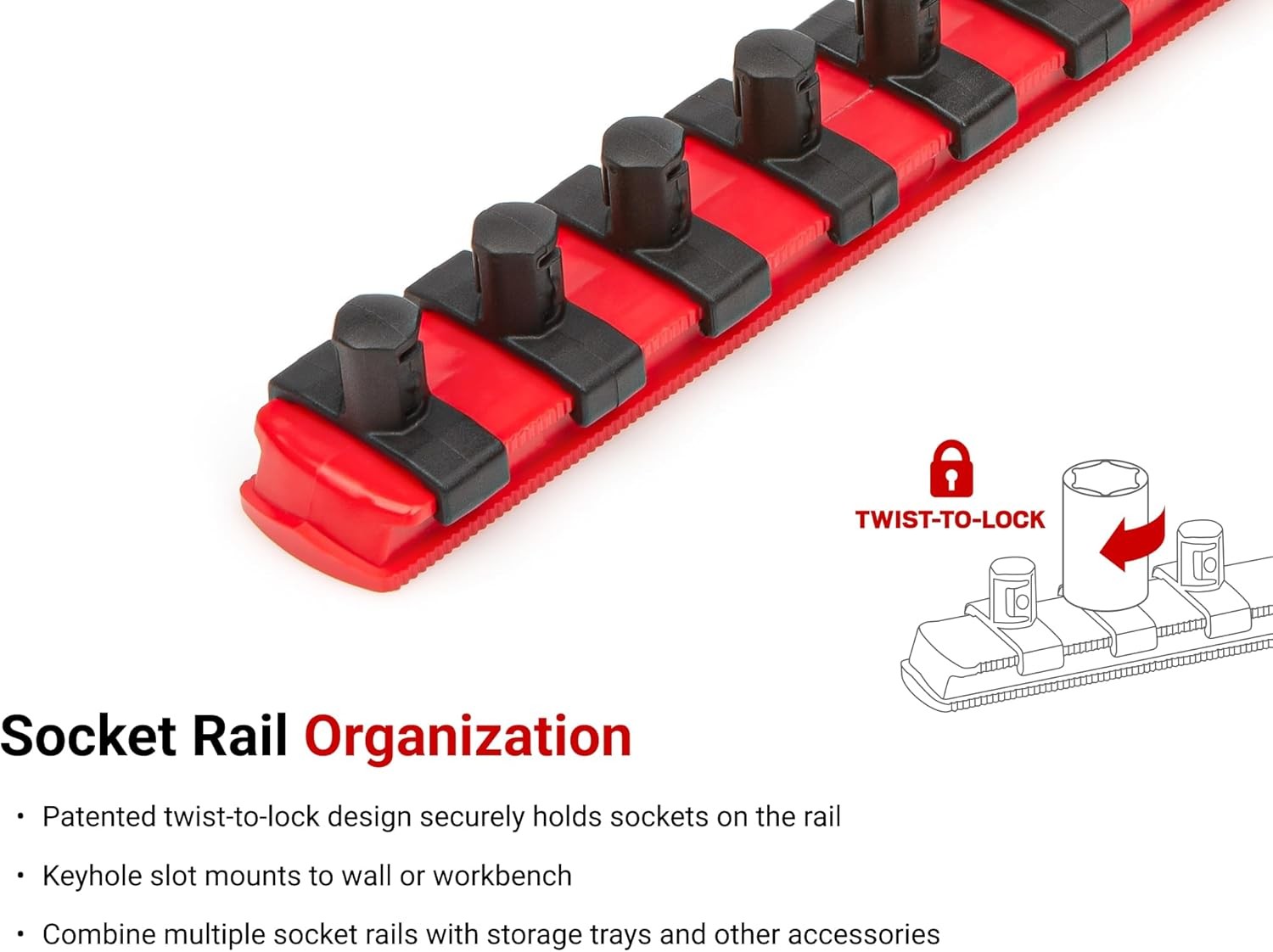 TEKTON 3/8 Inch Drive 6-Point Socket Set with Rails and 24-Piece (8-19 mm)