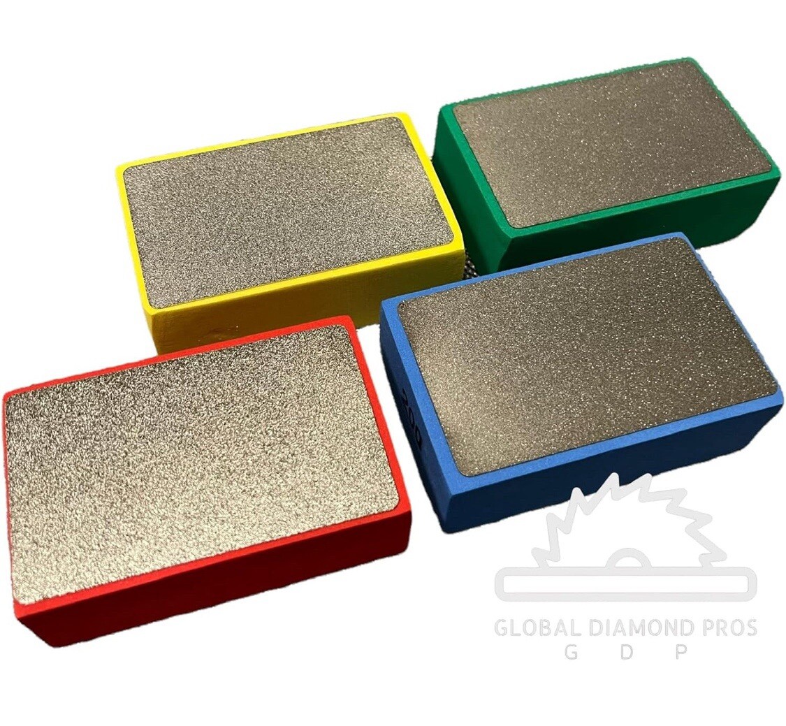 Diamond Hand Polishing Pads for Sanding & Grinding Stone, Concrete, Glass – 4PK