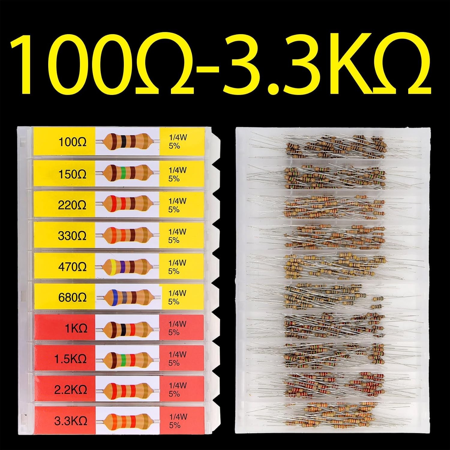 EEEEE 100 Ohm – 1M Ohm with 5% Carbon Resistor Assortment Kit and Electrical Ind