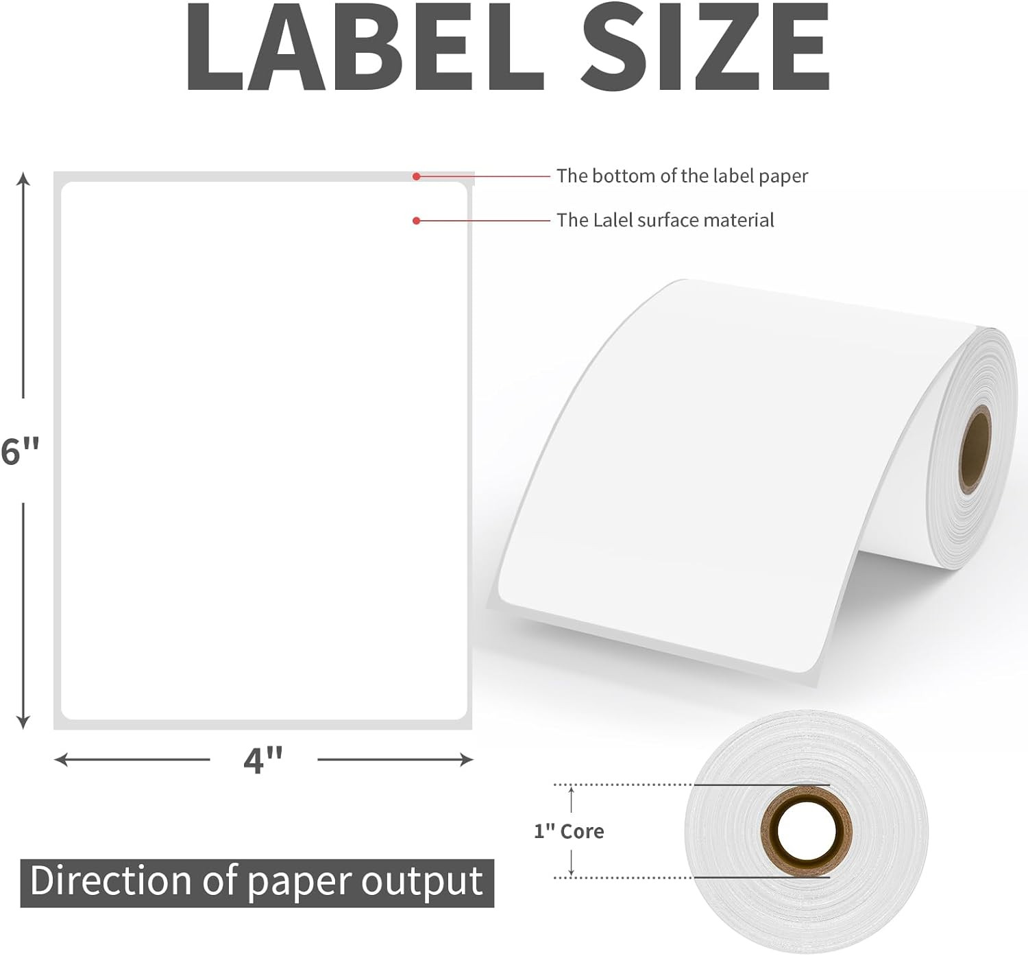 4X6 Blank Direct Thermal Shipping Labels, 250 Labels per Roll, 6 Rolls, 1500 Lab