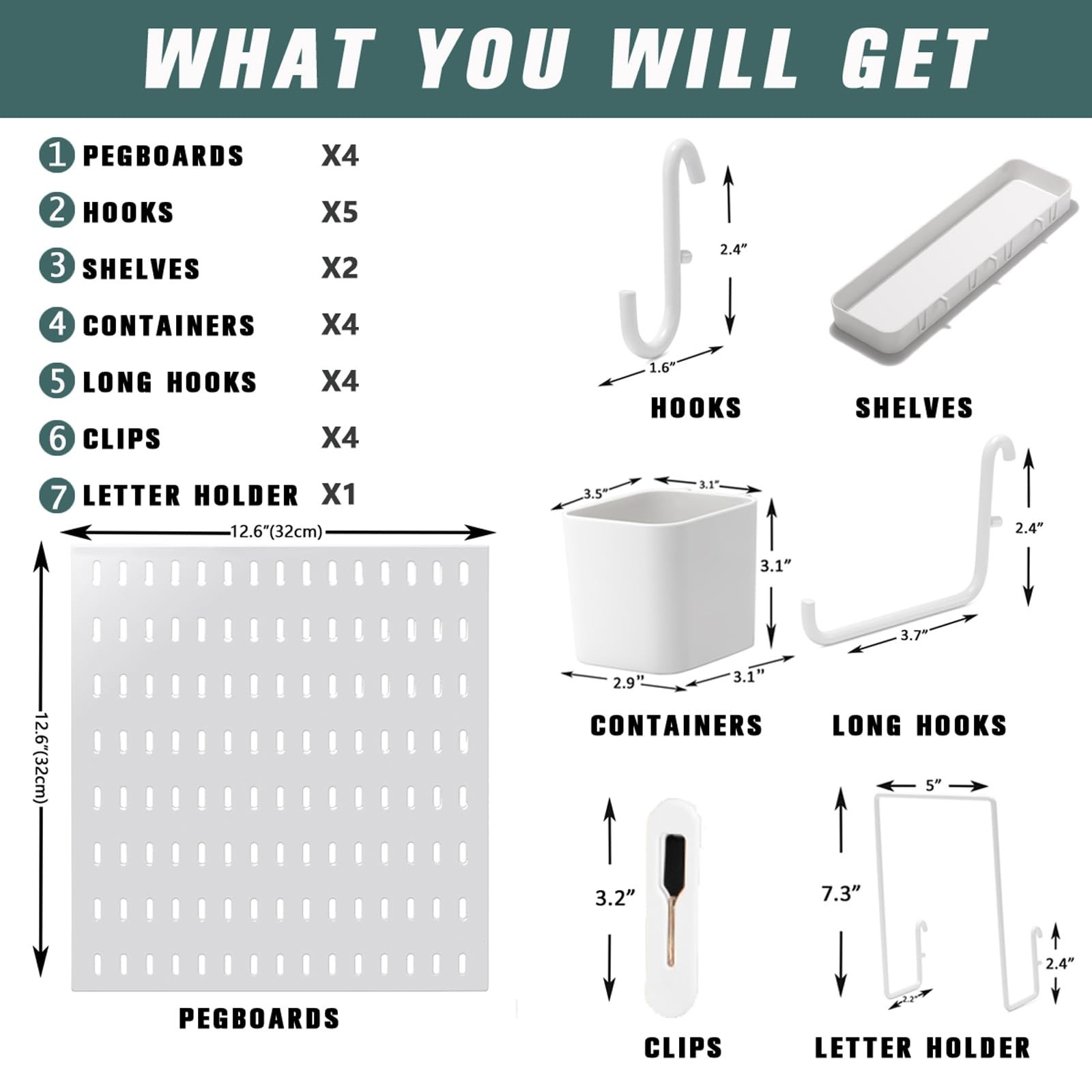 Wall-Mounted Pegboard Kit, 25.2″ x 25.2″ Organizer Panel – Large, Cost-Eff