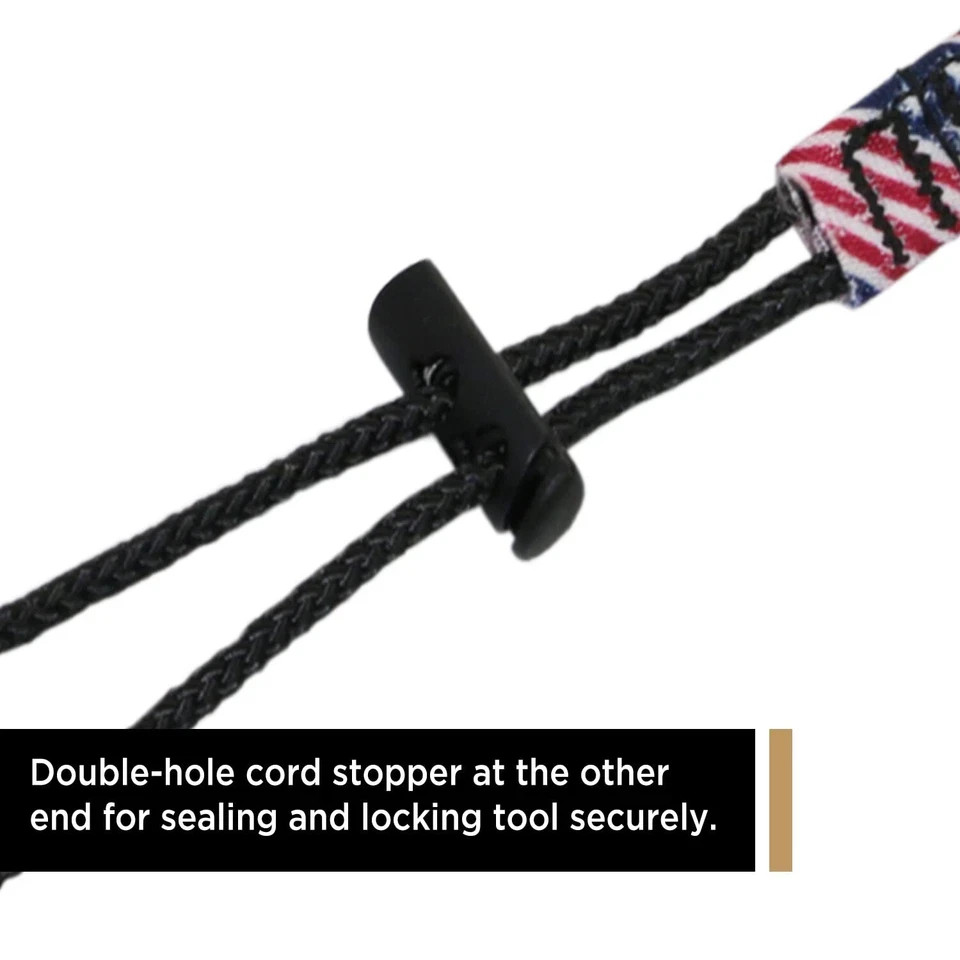 American Flag Tool Lanyard, Shock Absorbing w/Aluminum Locking Carabiner 15lb