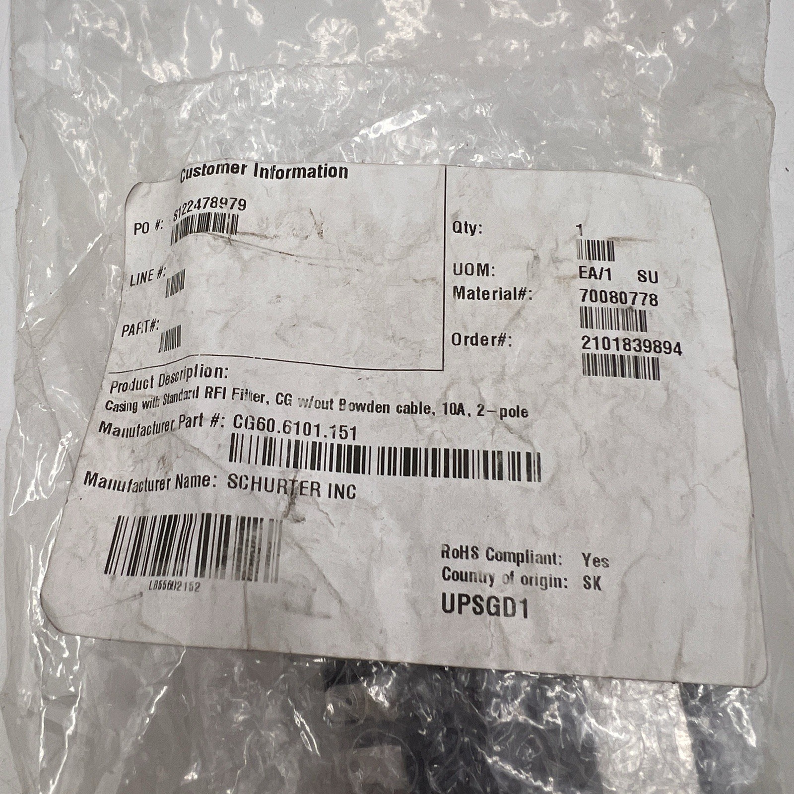 Schurter CG60.6101.151 AC Power Entry Module