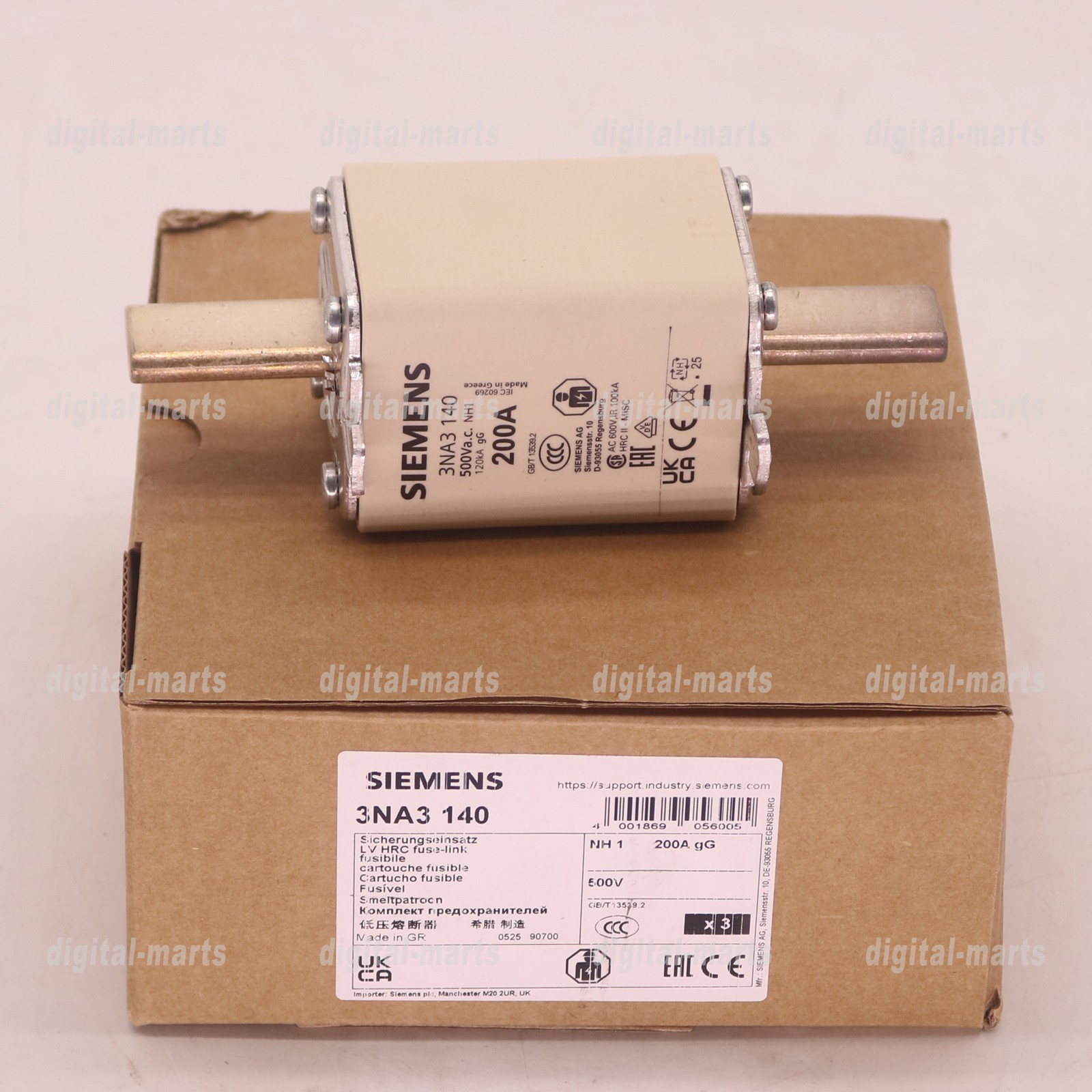 3PCS/1Box Siemens 3NA3140 NH1-gG 200A 500V Fuse -New Free Ship
