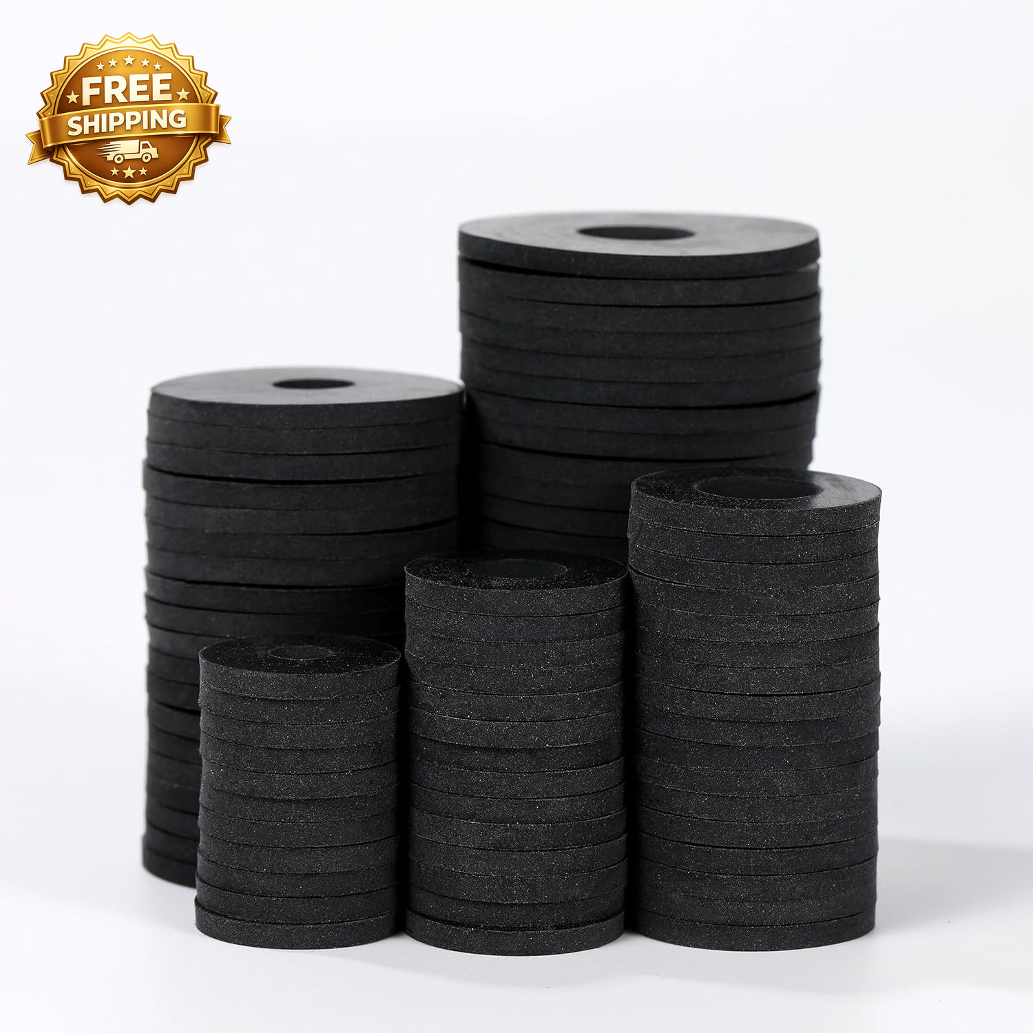 120Pcs Flat Rubber Washers Assortment Kit 16/18/20/25/30Mm Black Washer Vibratio