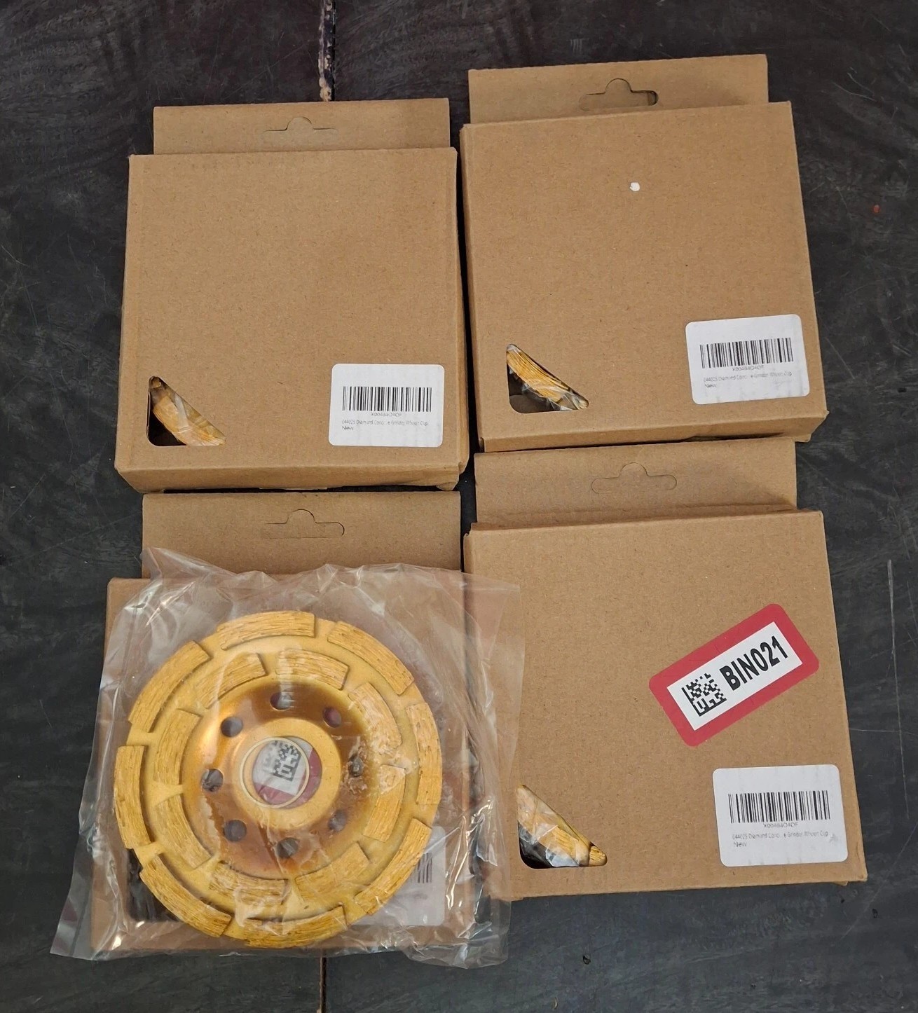 Diamond Grinder 4″ Grinding Wheel Cup 4-Pack Discs 644025 Double Row Gold