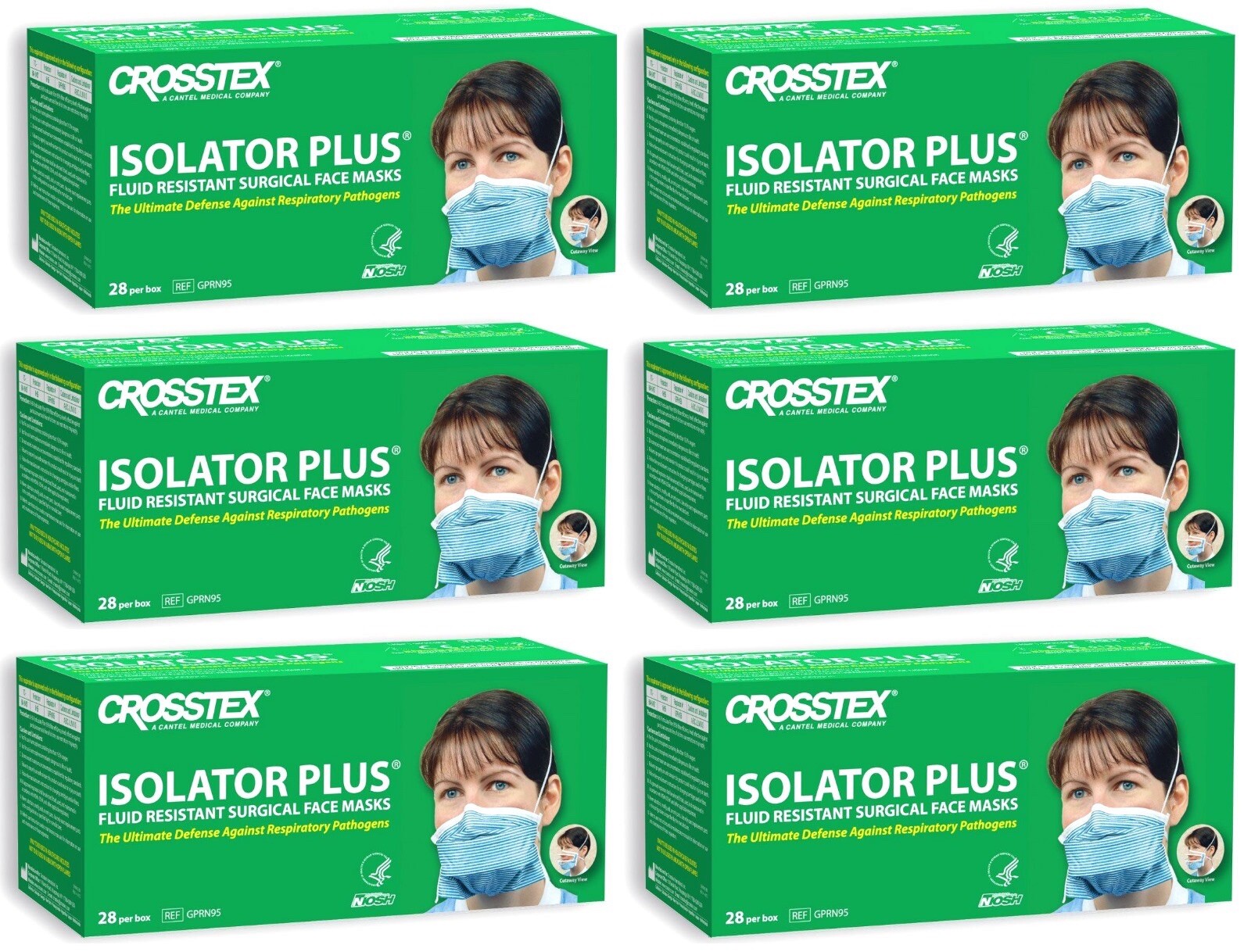 N95 Crosstex Isolator Plus Fluid Resistant Surgical Masks NIOSH [CASE OF 168]