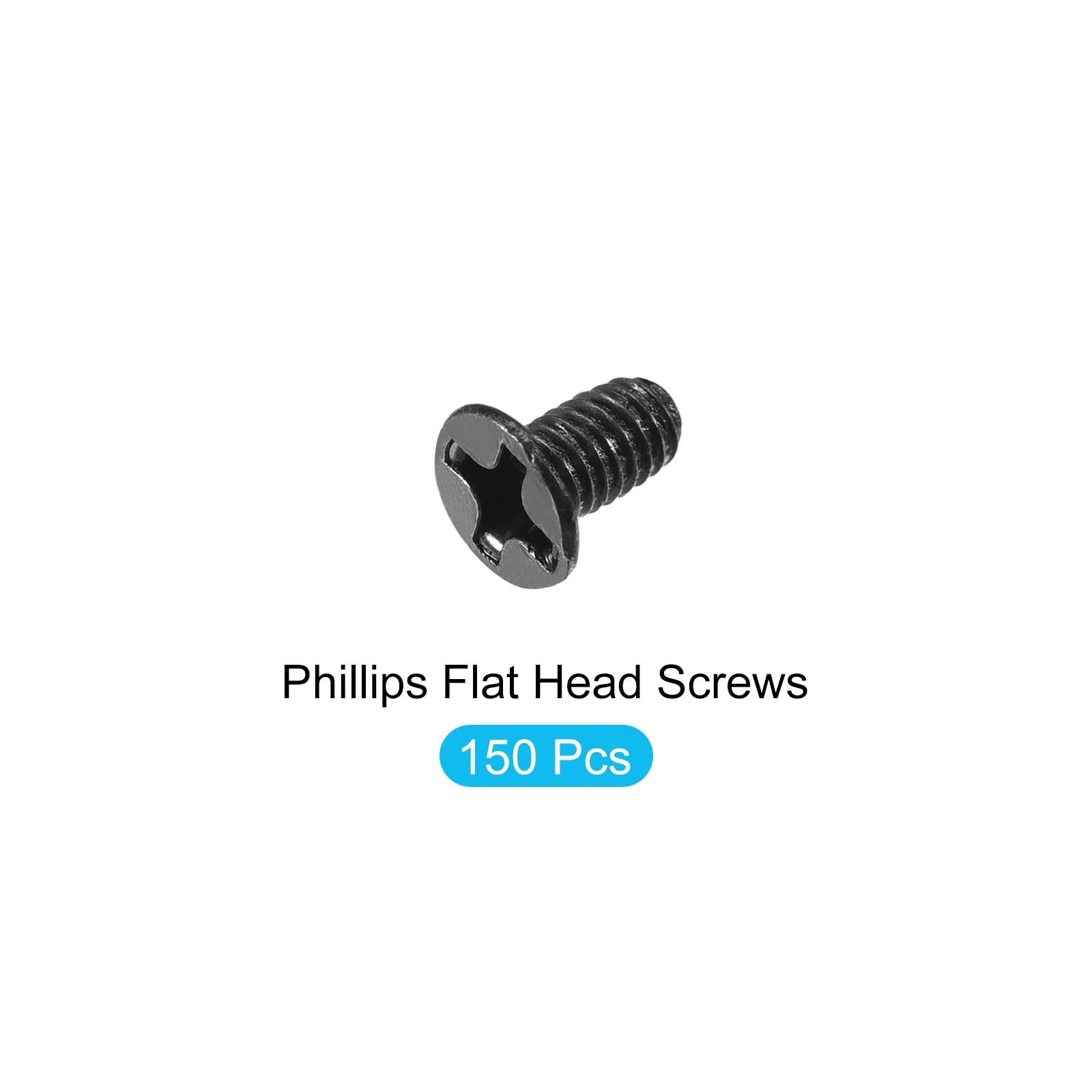 METALLIXITY Phillips Flat Head Screws (M3 x 6mm) 150Pcs, M3 x 6mm, Black