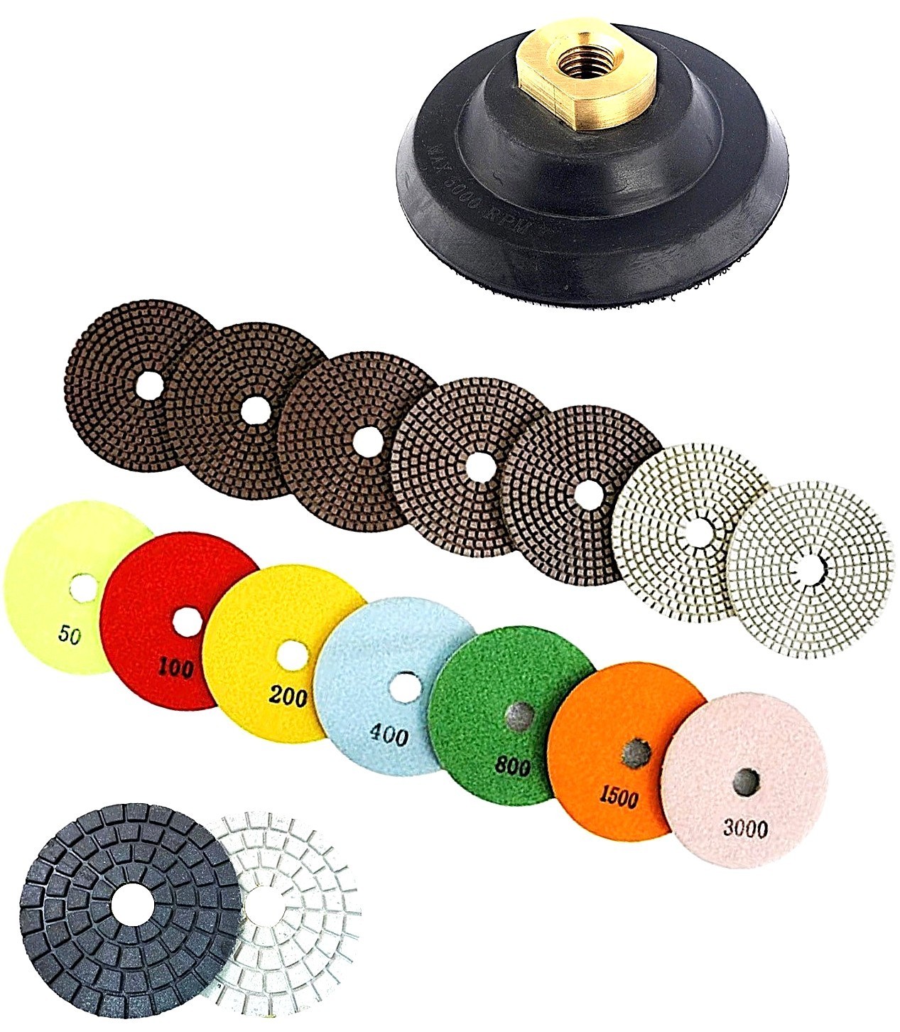 6 inch Diamond Polishing Pads Wet/Dry Granite Marble Stone Quartz Concrete 10pc