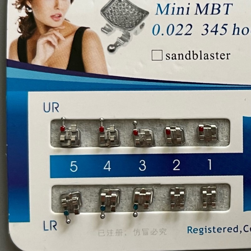 20 Sets Dental Metal Brackets MIM Monoblock Mini MBT 022 345 hooks Mesh Base