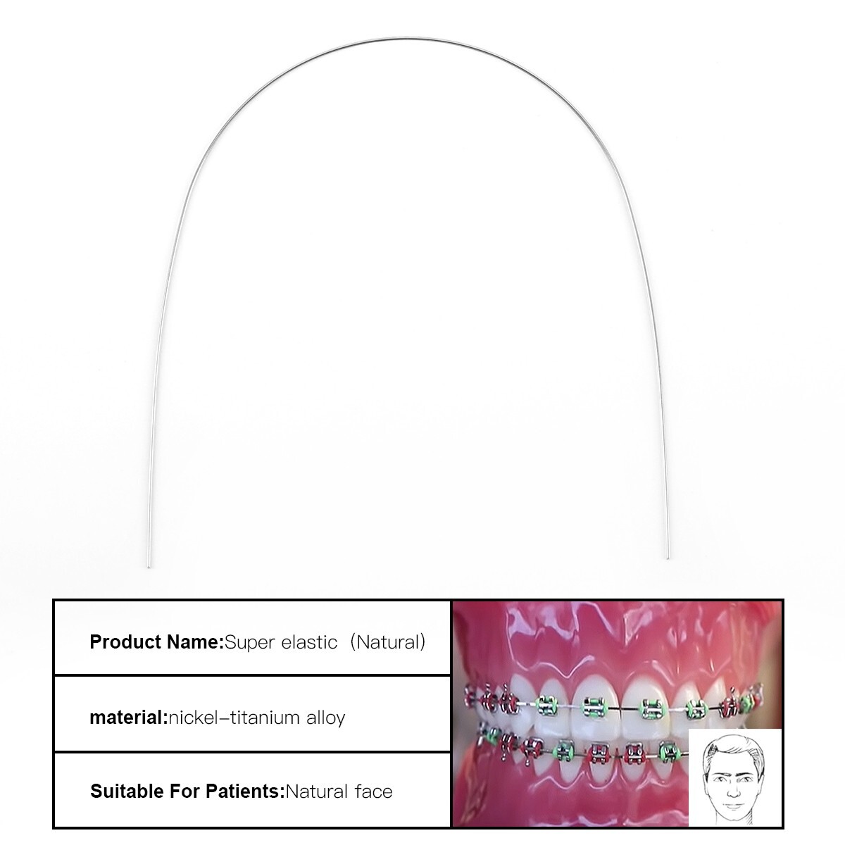 AZDENT Dental Orthodontic Braces Brackets Mini Roth.022 Hook345/Arch Wire Nature