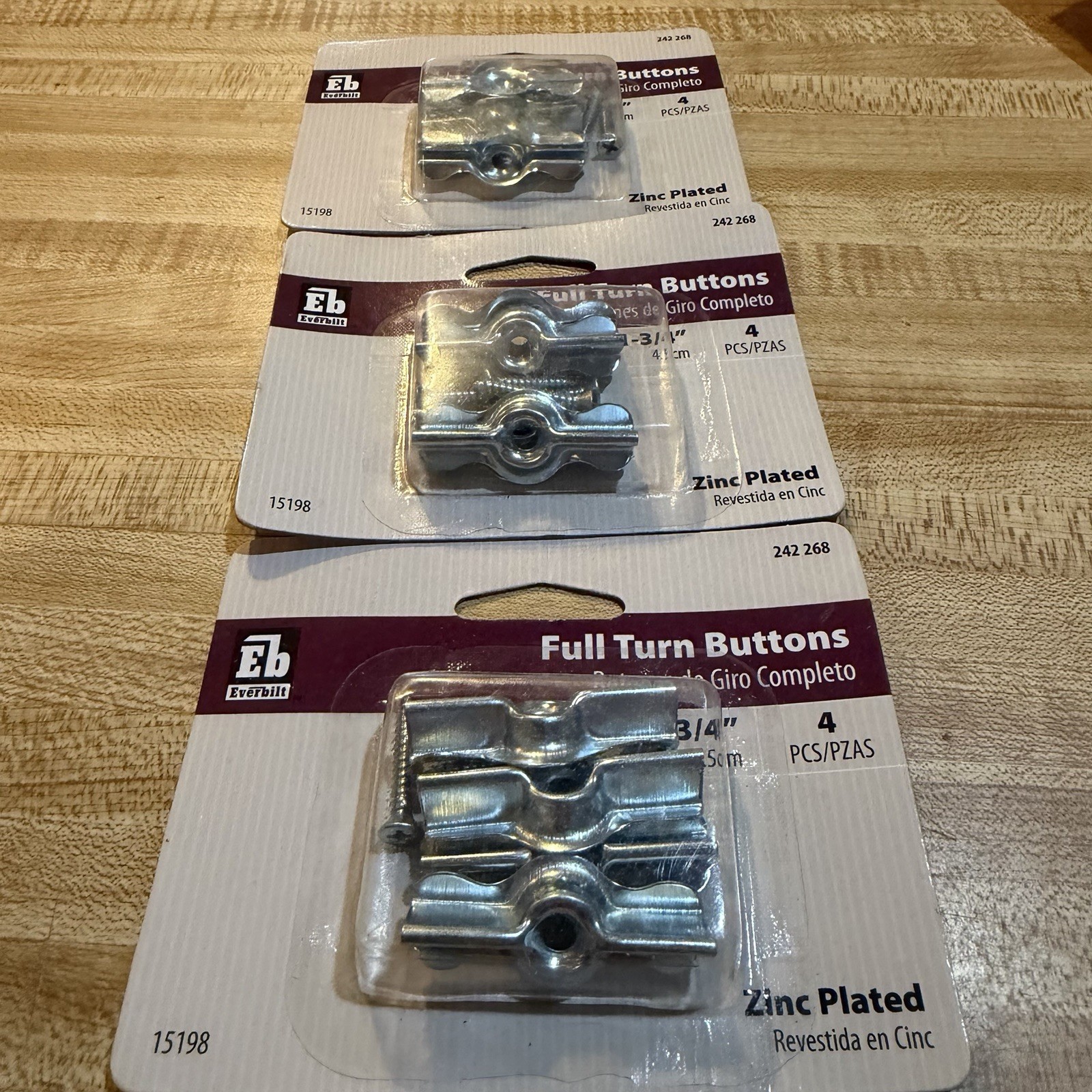 Everbilt Full Turn Buttons For Holding Screen & Storm Windows Zinc Plates 4Pcs