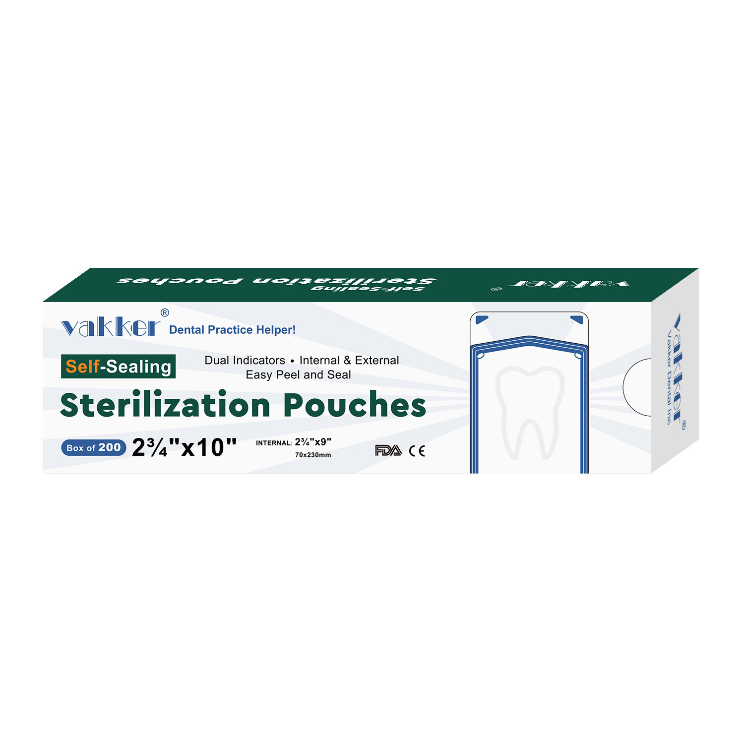 1000pc 2.75″ x 10″ Self Sealing Sterilization Pouches Autoclave, Sterilizer Bag