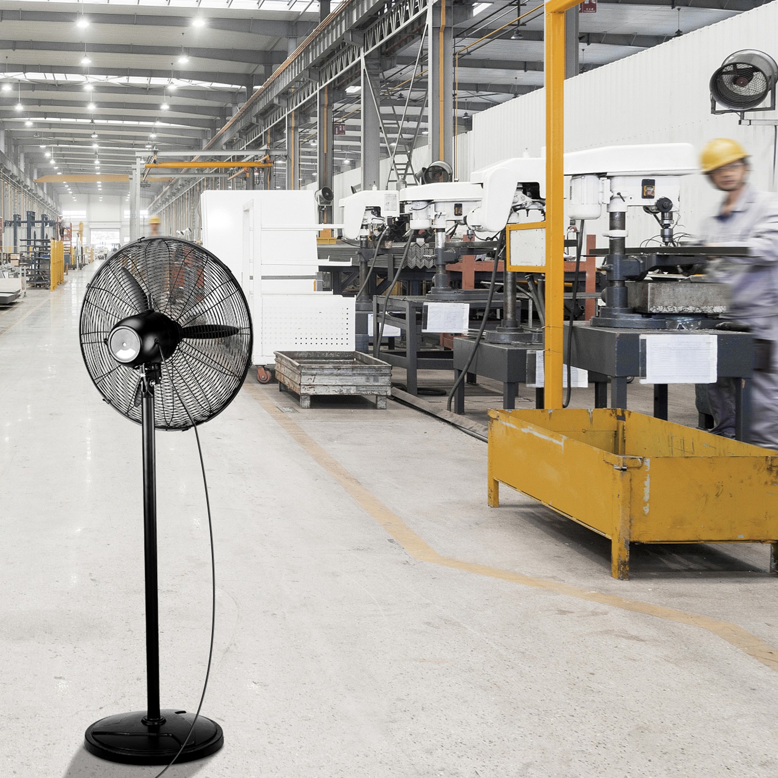 20″ High Velocity Industrial Pedestal Fan, 5000CFM Oscillating Fan With 4-Speeds
