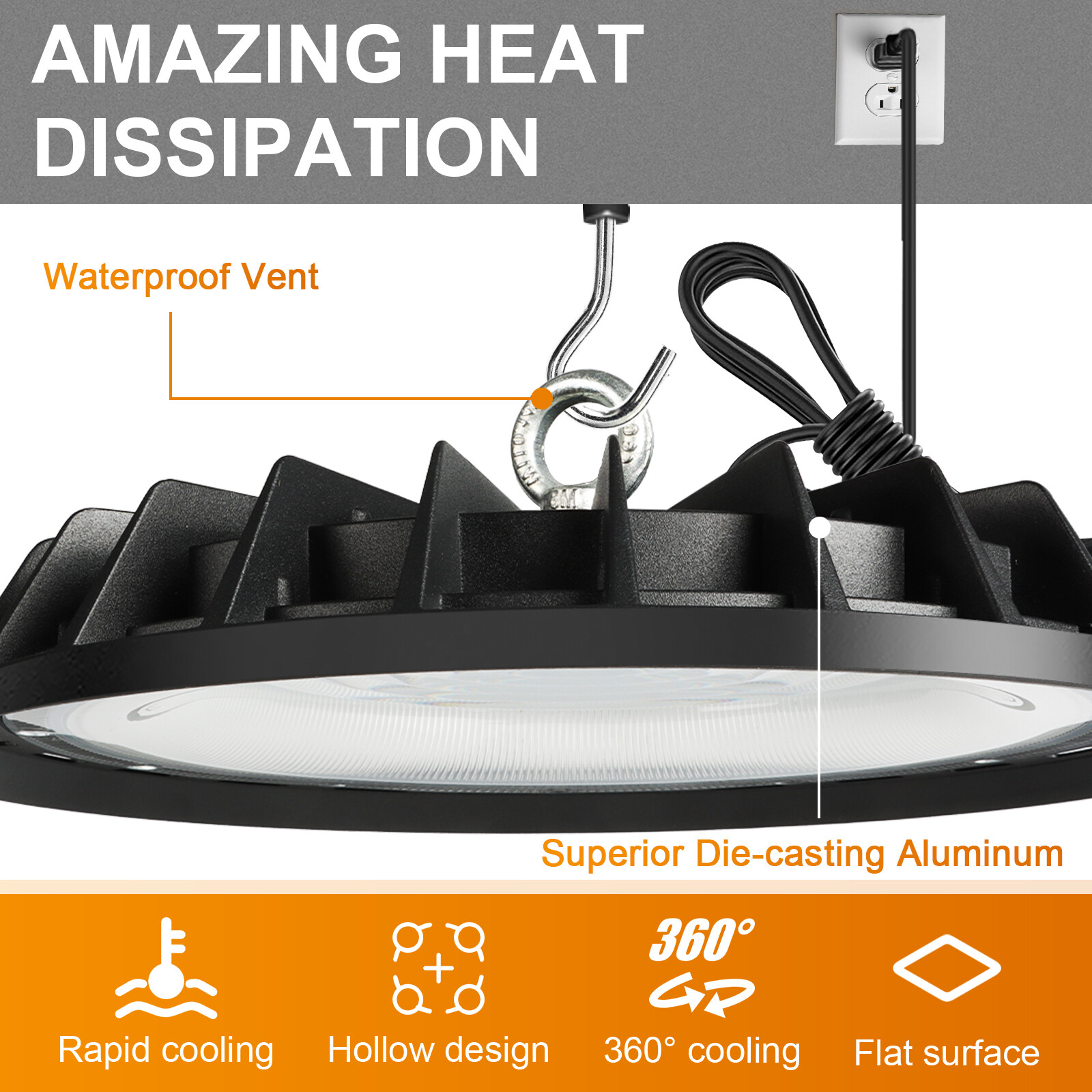 8 Pack 200W UFO Led High Bay Light Shop Industrial Commercial Factory Warehouse