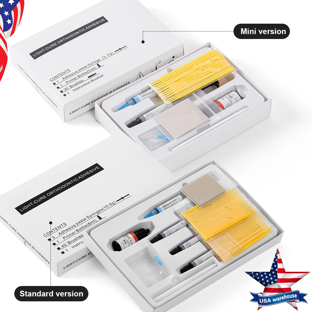 Dental Light Cure Orthodontic Resin Bonding Bracket Adhesive Cure Bond Kit