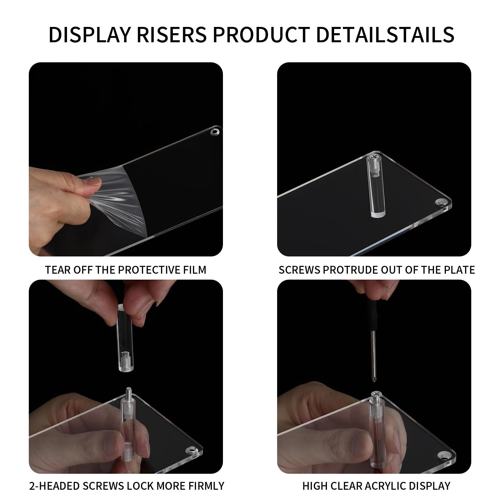 Clear 3 Tier Acrylic Tabletop Display Risers for Figures, Cosmetics & Home Decor