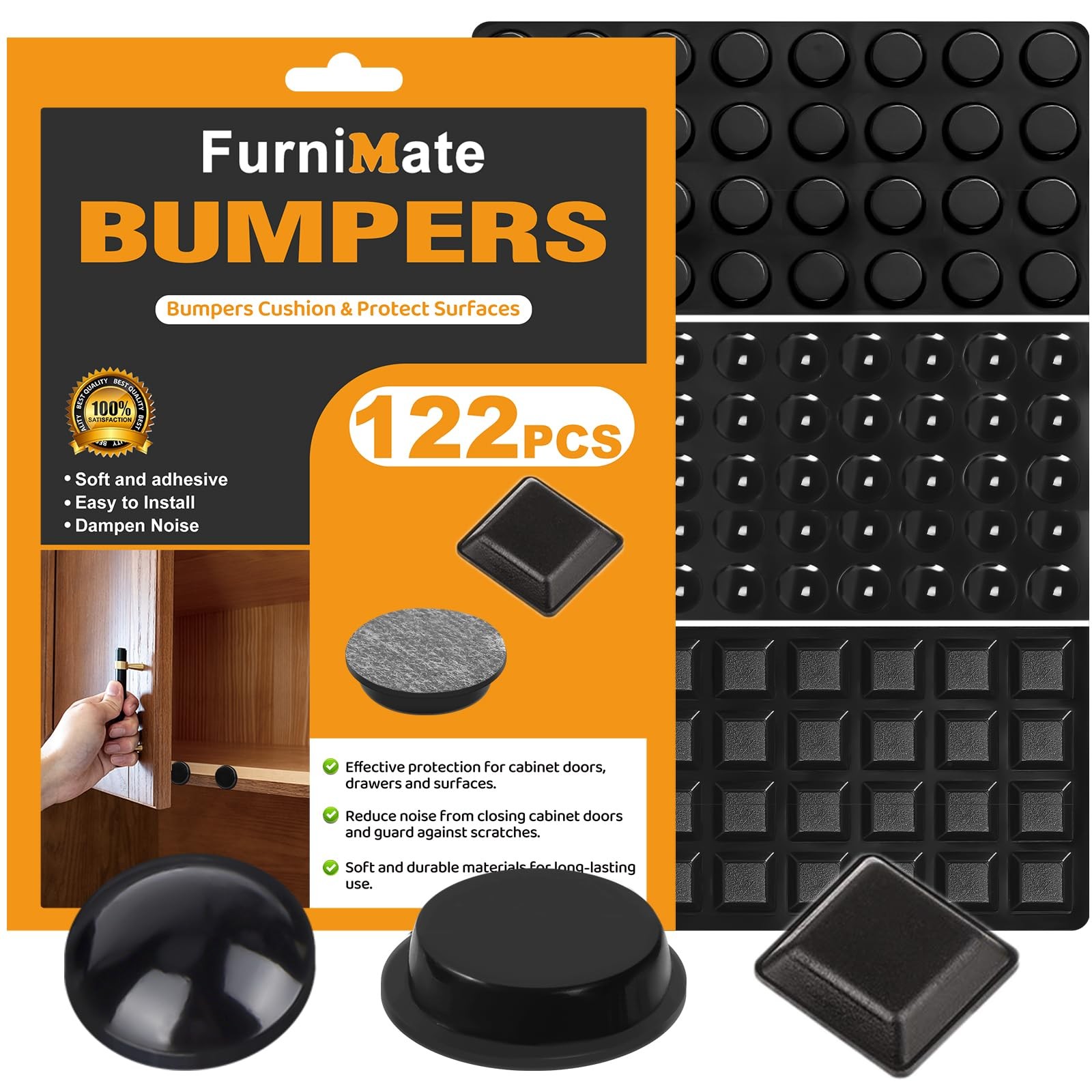 122PCS Adhesive Rubber Feet Black Non-Slip Stick On Pads for Electronics
