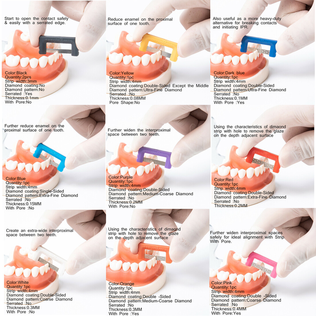 Dental Striping Orthodontic Interproximal Reduction IPR Contra Angle kit 10PCS