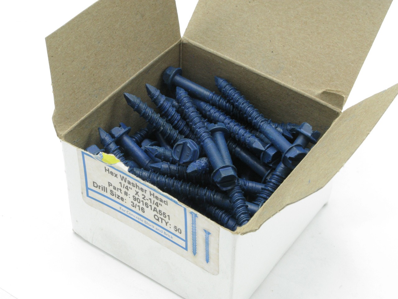 RedHead Blue Hex Head Tapcon Concrete Screw, 1/4″ x 2-1/4″