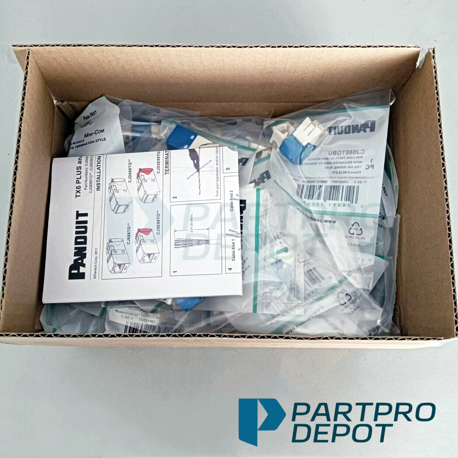 For Panduit Giga TX Cat6 jack CJ688TGBU CJ688TGYL CJ688TGIW CJ688TGBL BOX OF 50