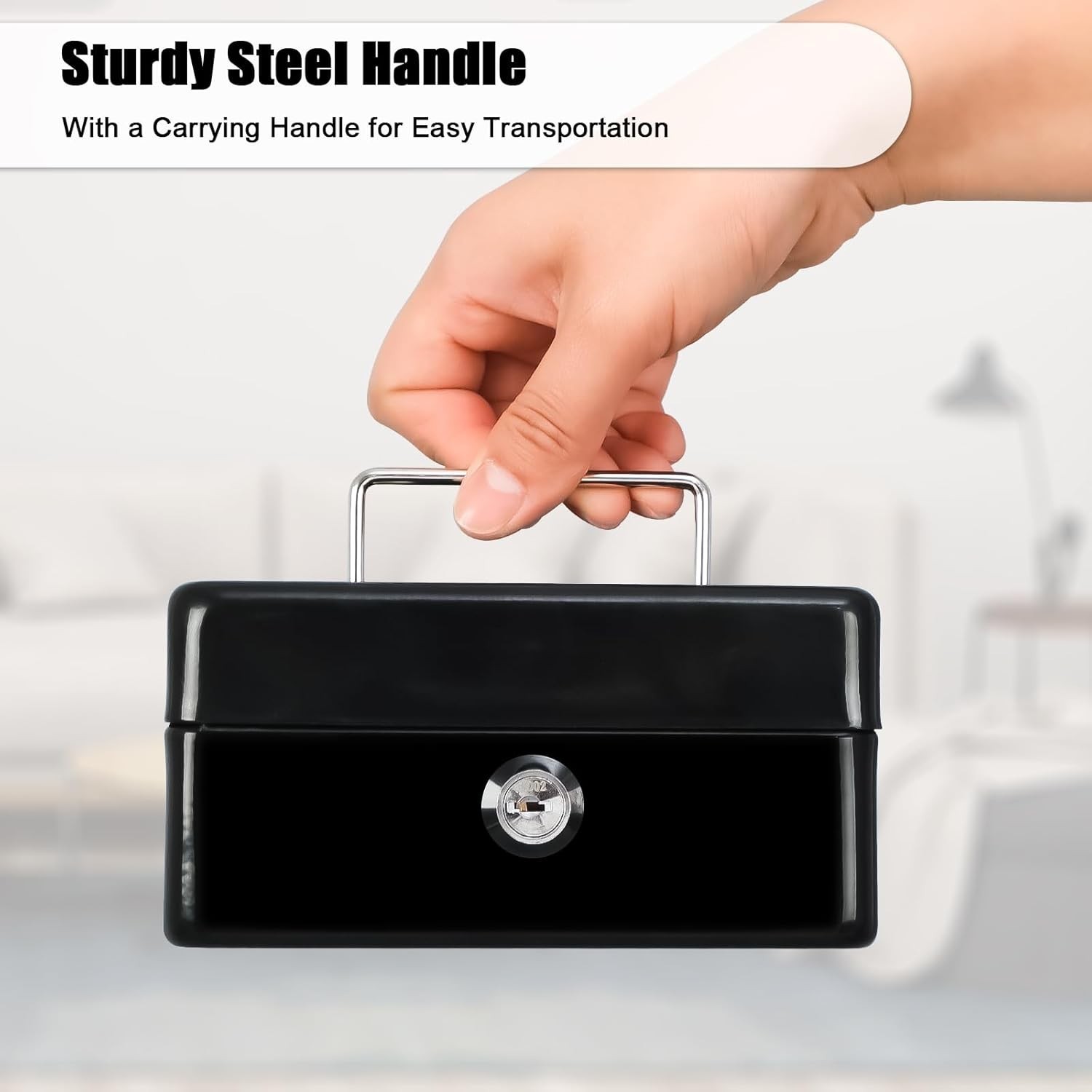 Secure Black Cash Drawer with Key, Compact Size for Safe Storage – 1.16 Oz