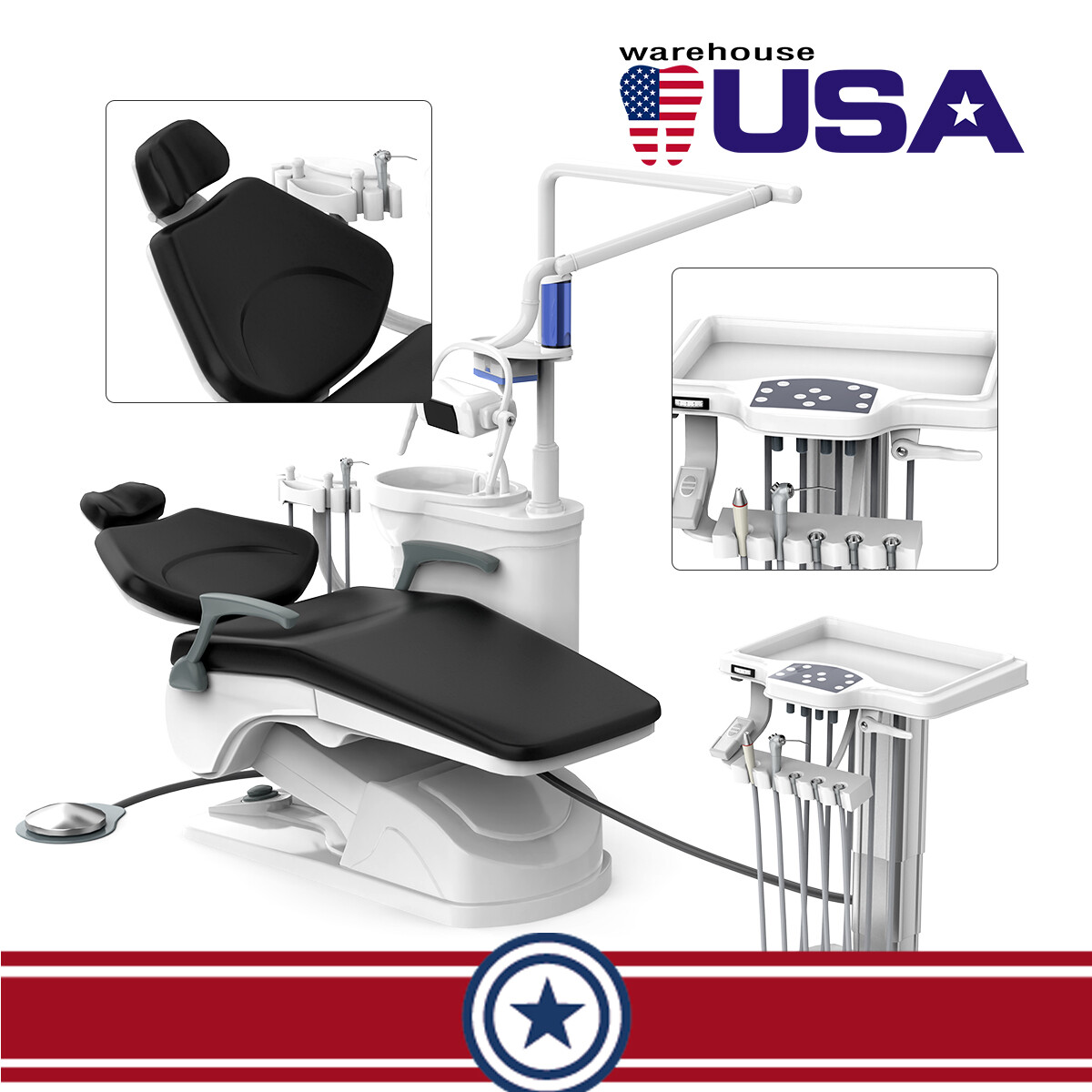 Dental Unit Chair DC Motor Computer Controlled+Stool /Storage Cabinet Tool Cart