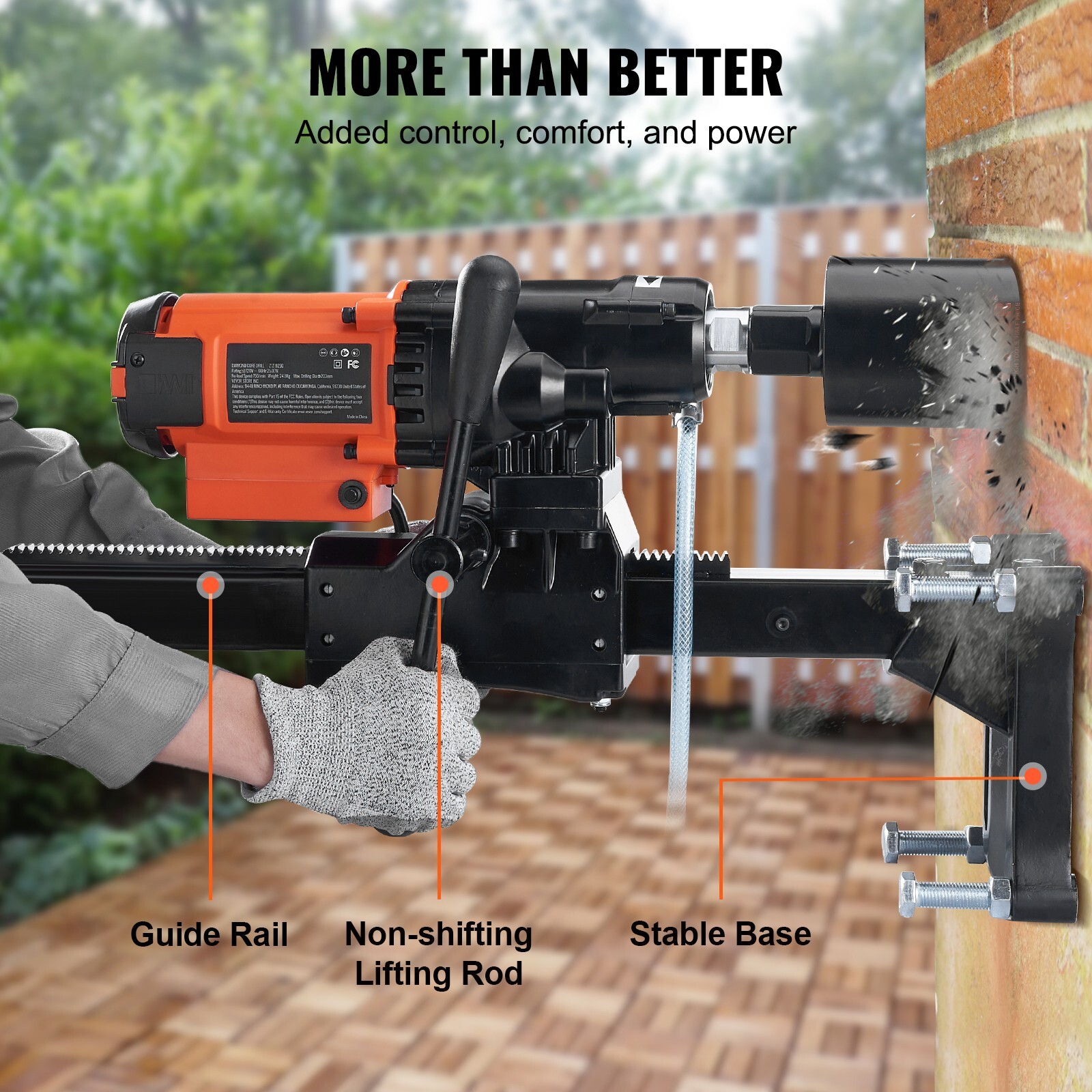 Wet&Dry Diamond Core Drill Machine Concrete Core Drill Rig 2500W 750RPM
