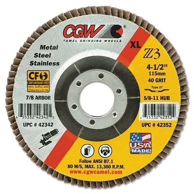 Prem Z3 Reg T29 Flap Disc, 4-1/2 in dia, 60 Grit, 5/8 in-11, 13300 rpm Pack of