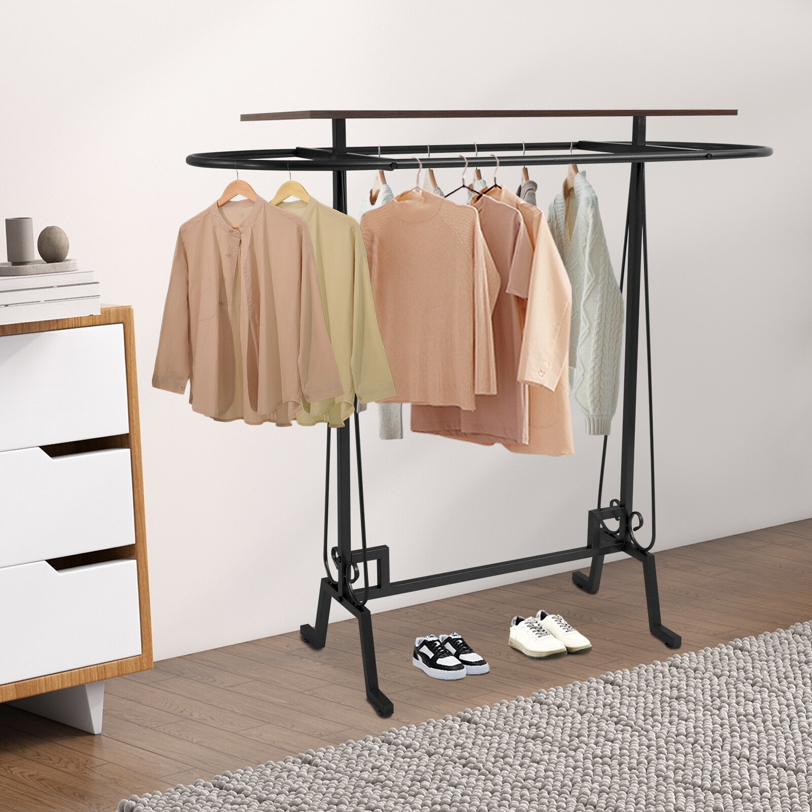 Clothing Display Stand, Clothing Rack, Commercial Clothes Hanging Rack Black
