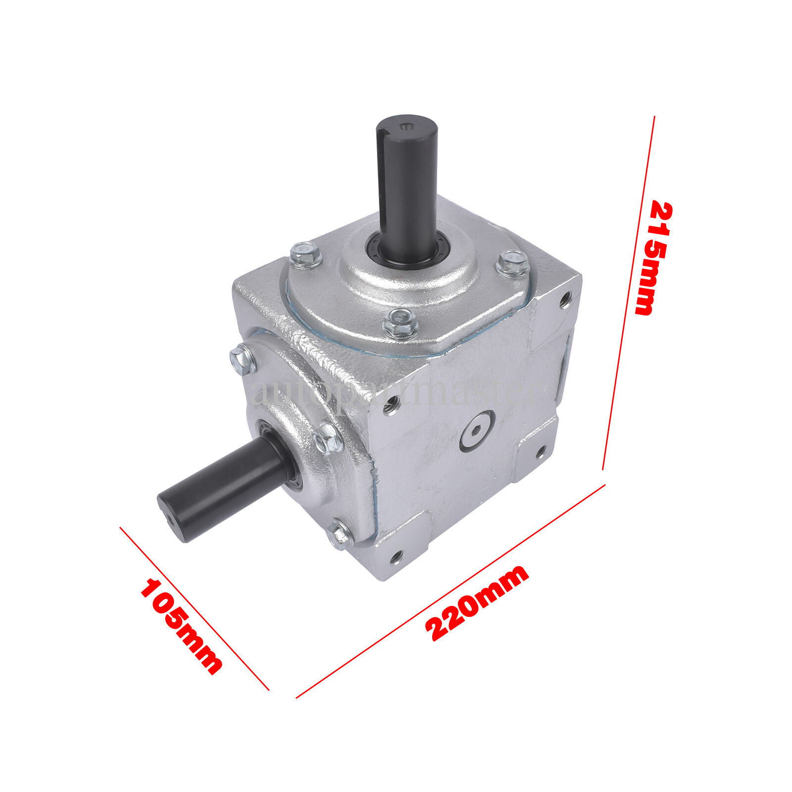 40 HP 1,800 Max RPM Right Angle Bevel Gearbox with 2 Keyed Shafts CW/CW 1:1