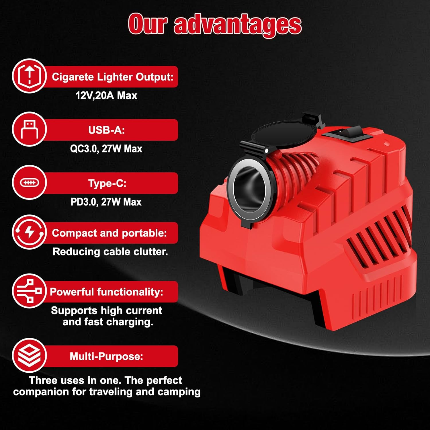 Step down Converter for Milwaukee for M18, 18V to 12V Power Supply Adapter, with