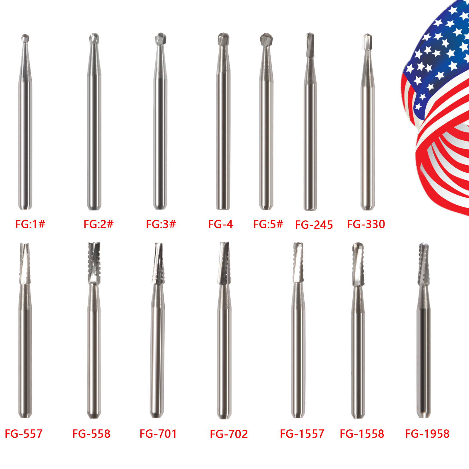 10-100PCS Dental Tungsten Carbide Inverted Cone FG Bur FOR High Speed Handpiece