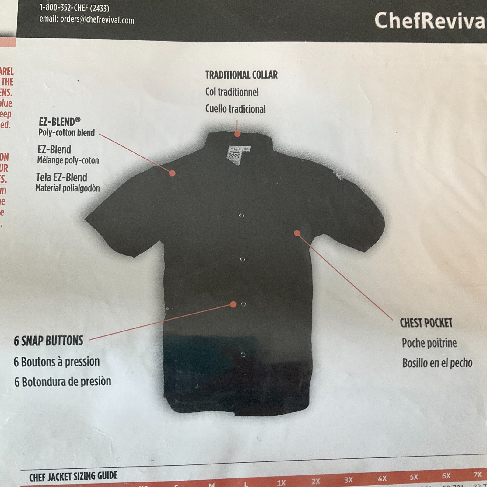 Chef Revival Basic Cook Shirts Unisex Adult Size 2XL White Short Sleeve Snap 2