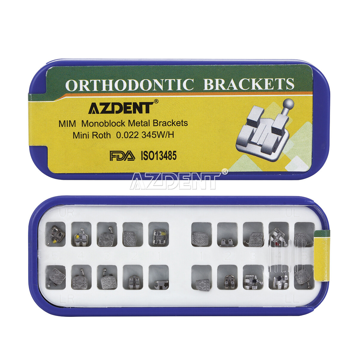 AZDENT Dental MIM Monoblock Metal Bracket Braces Mini Roth.022 345 Hooks