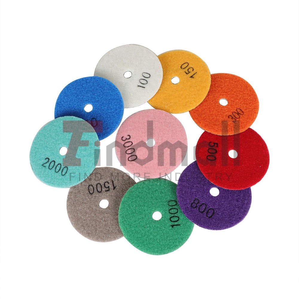 Diamond Polishing Pads 3 inch Wet/Dry 10 Piece Set Granite Stone Concrete Marble