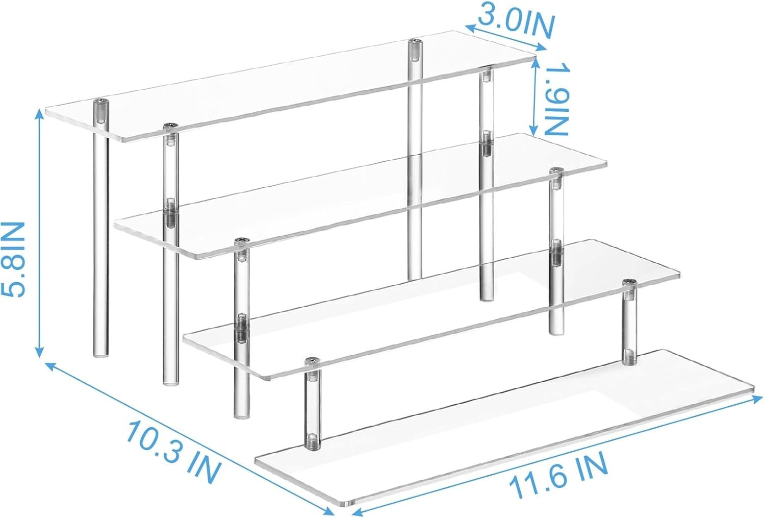 4 Tier Acrylic Perfume Organizer Stand, Clear Display Risers for Perfume, Cologn