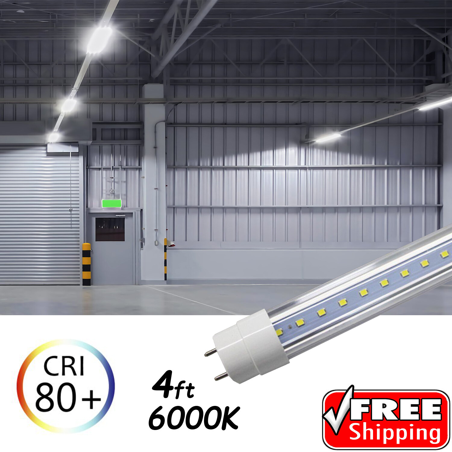 50 PACK LED G13 4FT 4 Foot T8 Tube Light Bulbs 18W 6500K Clear LENS Fluorescent