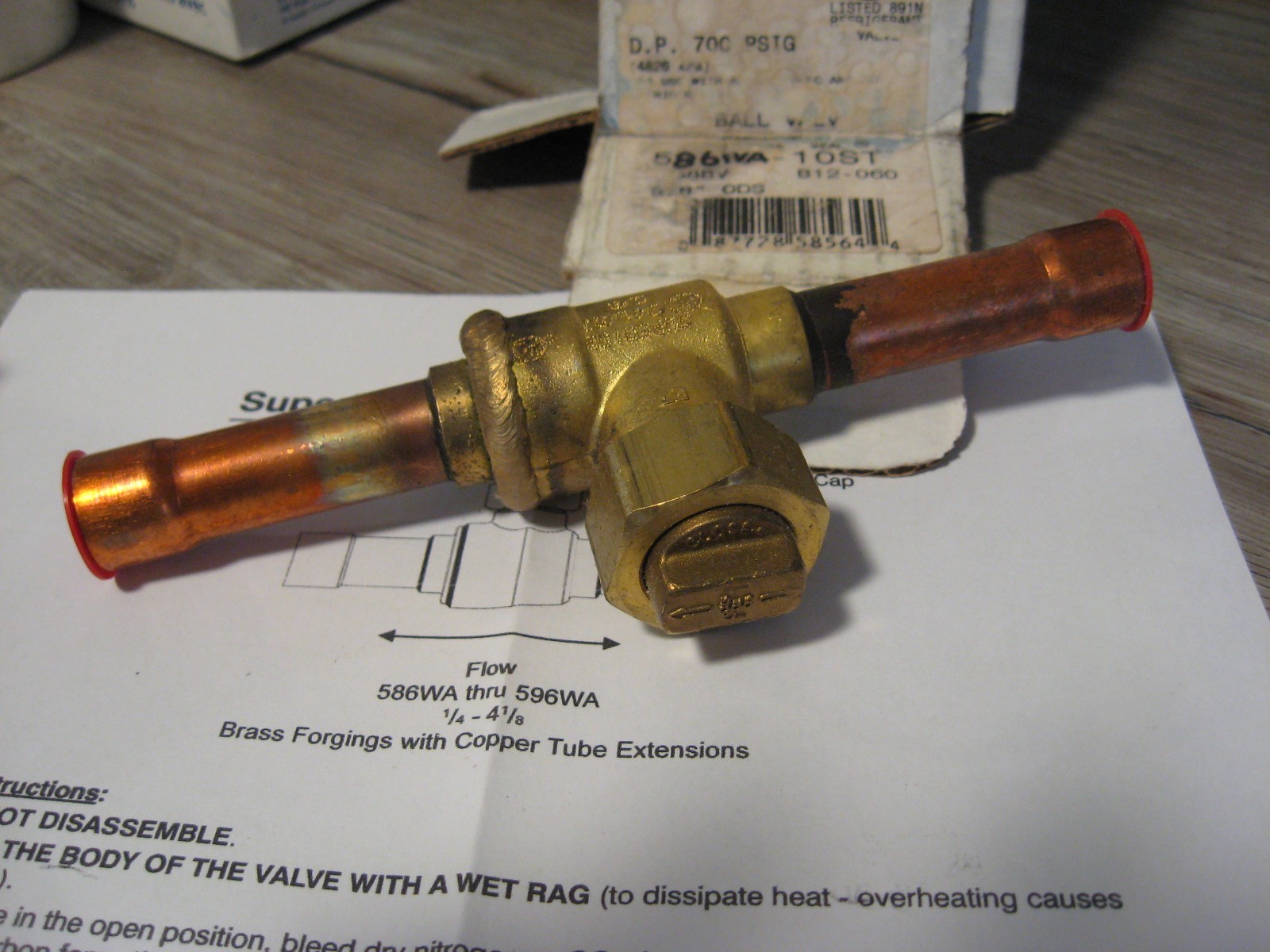 NEW Superior Refrigeration 586WA-10ST Ball Valve 5/8″ ODS 700 PSIG