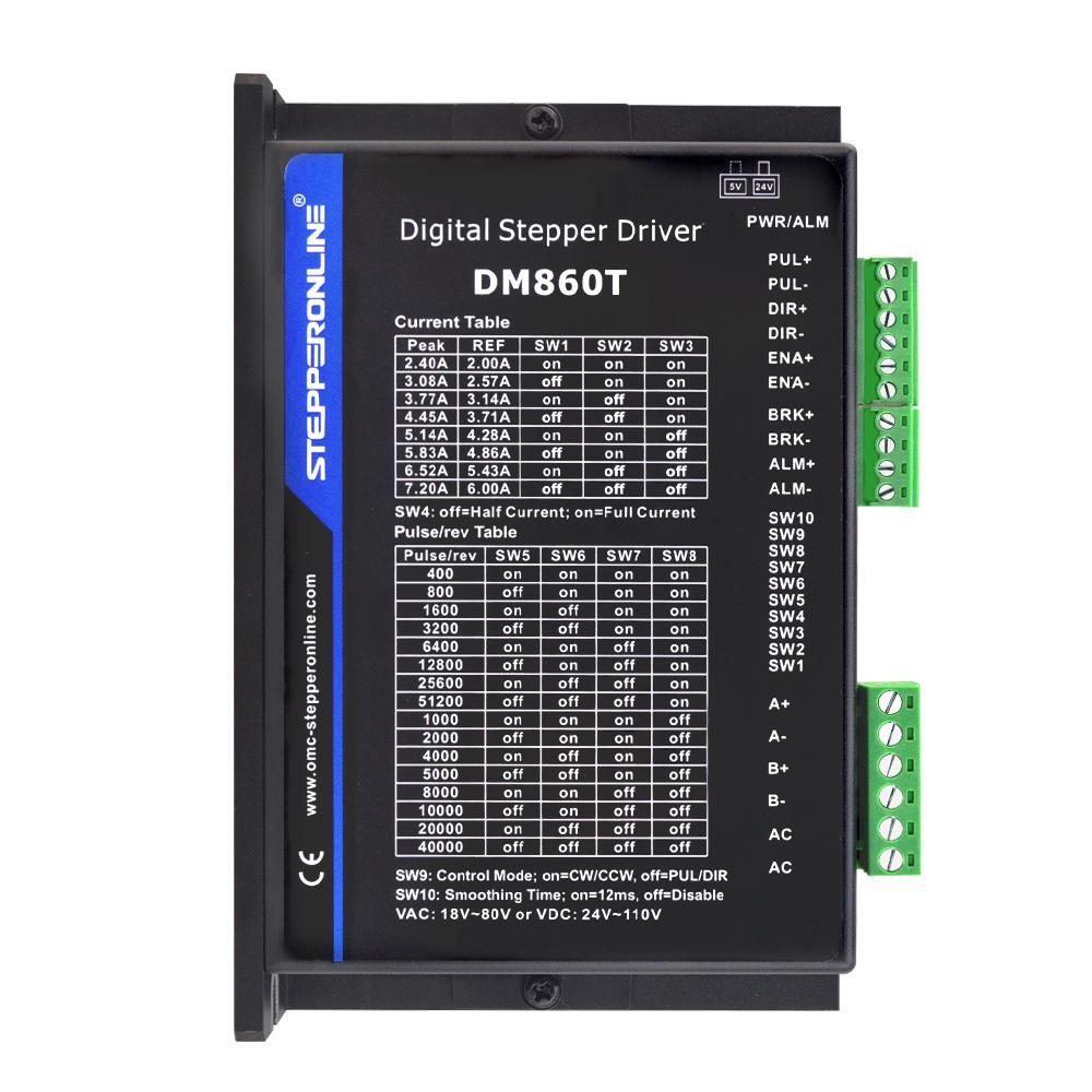 STEPPERONLINE Nema 34 Stepper Motor Driver 2.4-7.2A 18-80VAC or 36-110VDC DM860T