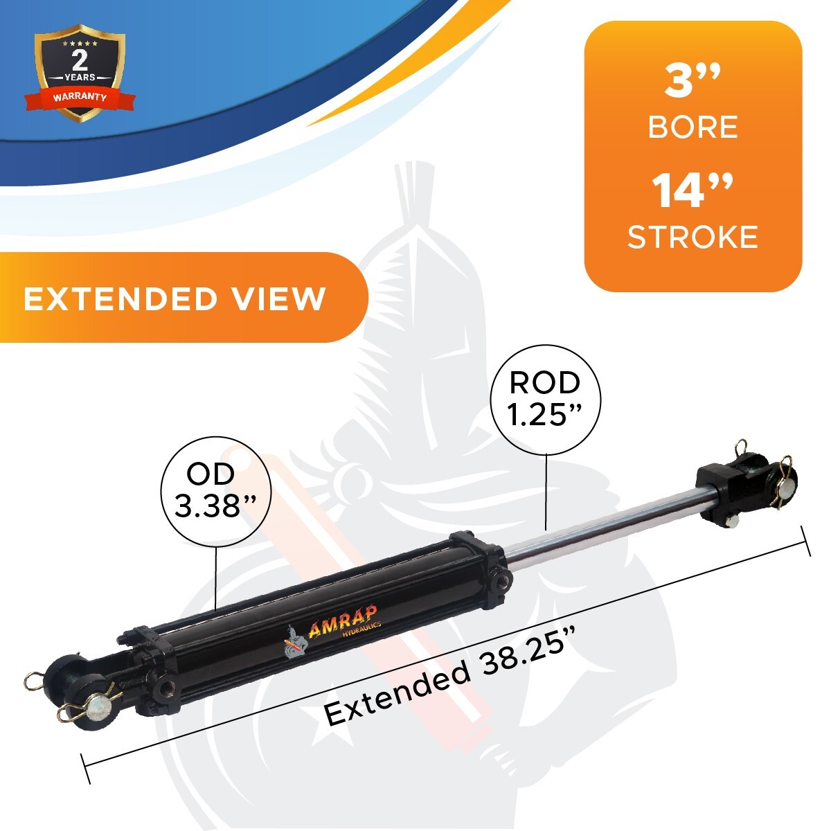 3×14 Hydraulic Cylinder 3″ Bore 14″ Stroke Double Acting Tie-Rod Cylinder